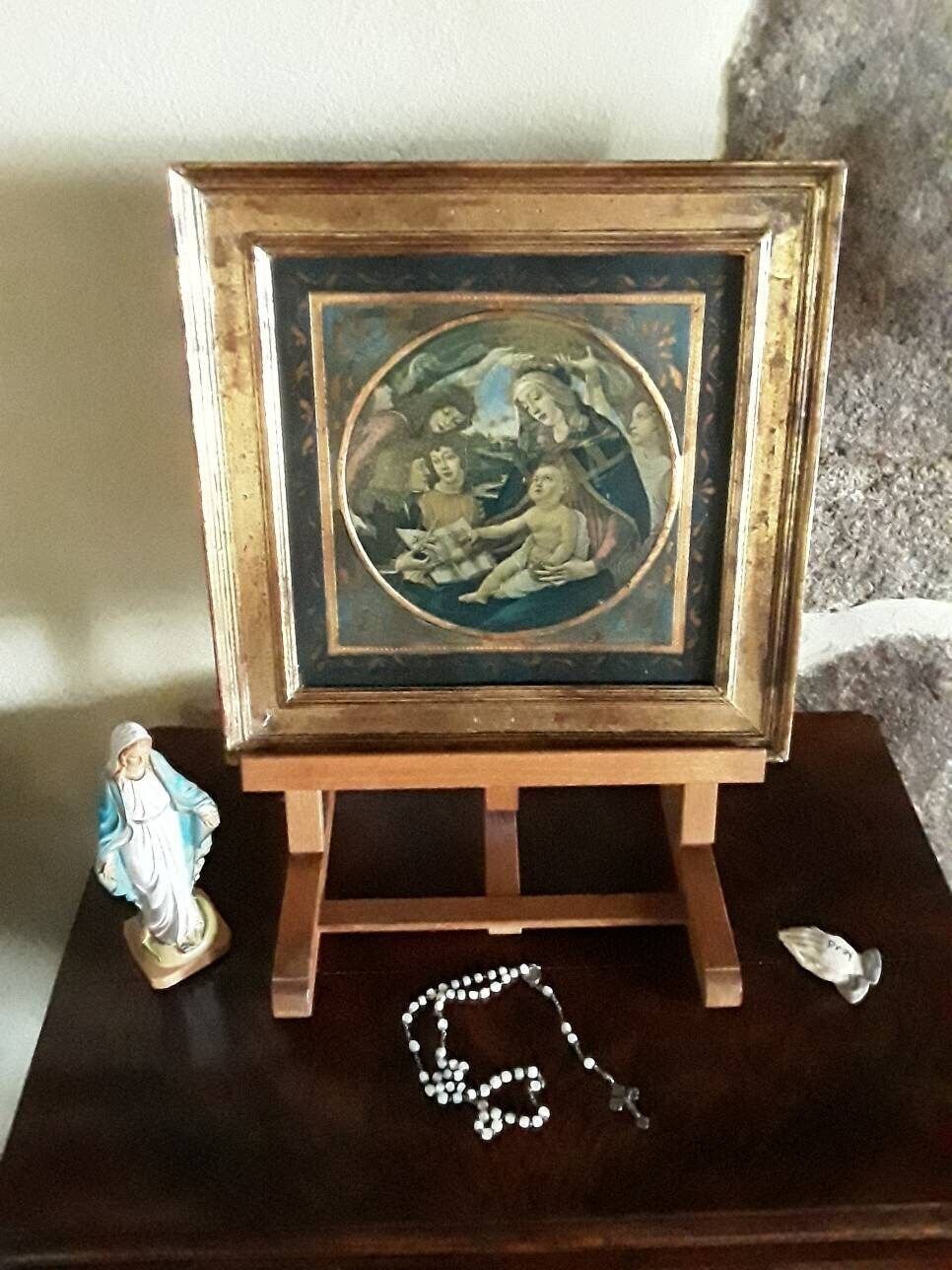 Mary Religious Print Maddona Of The Magnificat Original By Sandro Botticelli photo vintage