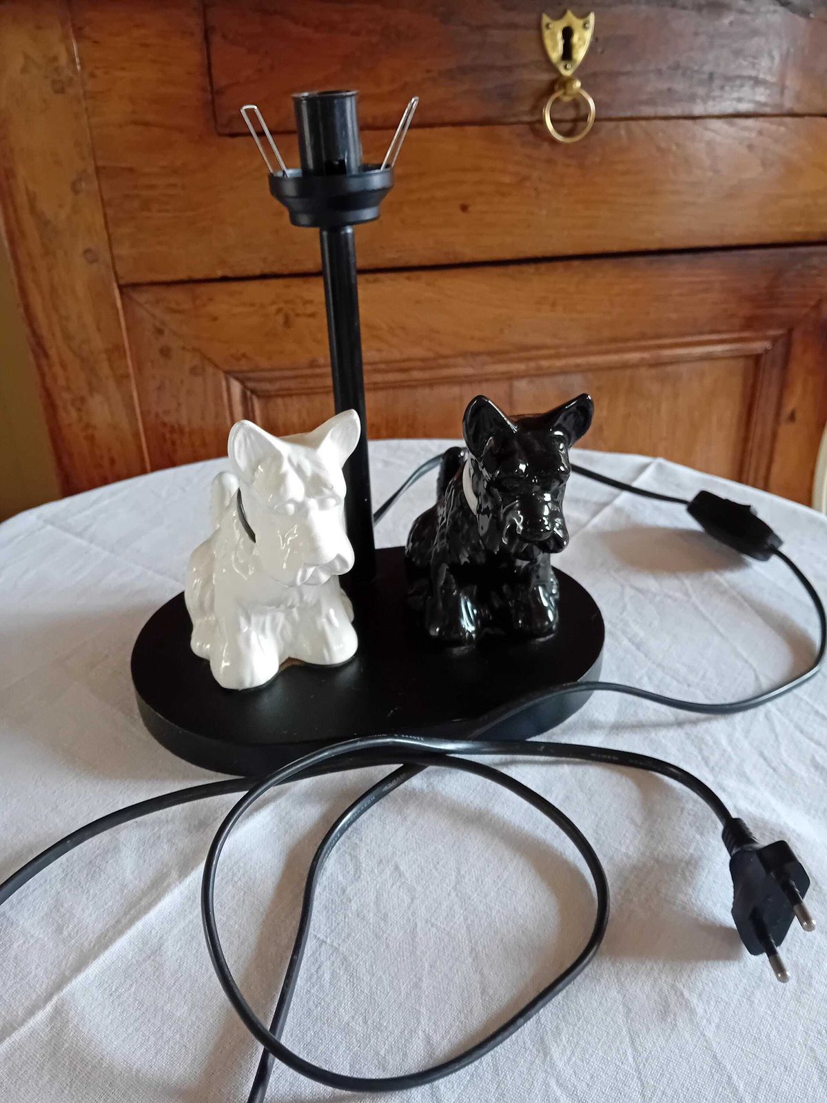 Table Lamp Electric Vintage Black And White Scotty Dog Lighting With Replacement Shade photo for sale