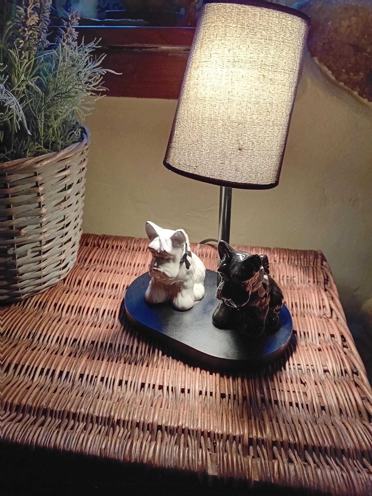 Table Lamp Electric Vintage Black And White Scotty Dog Lighting With Replacement Shade photo buy