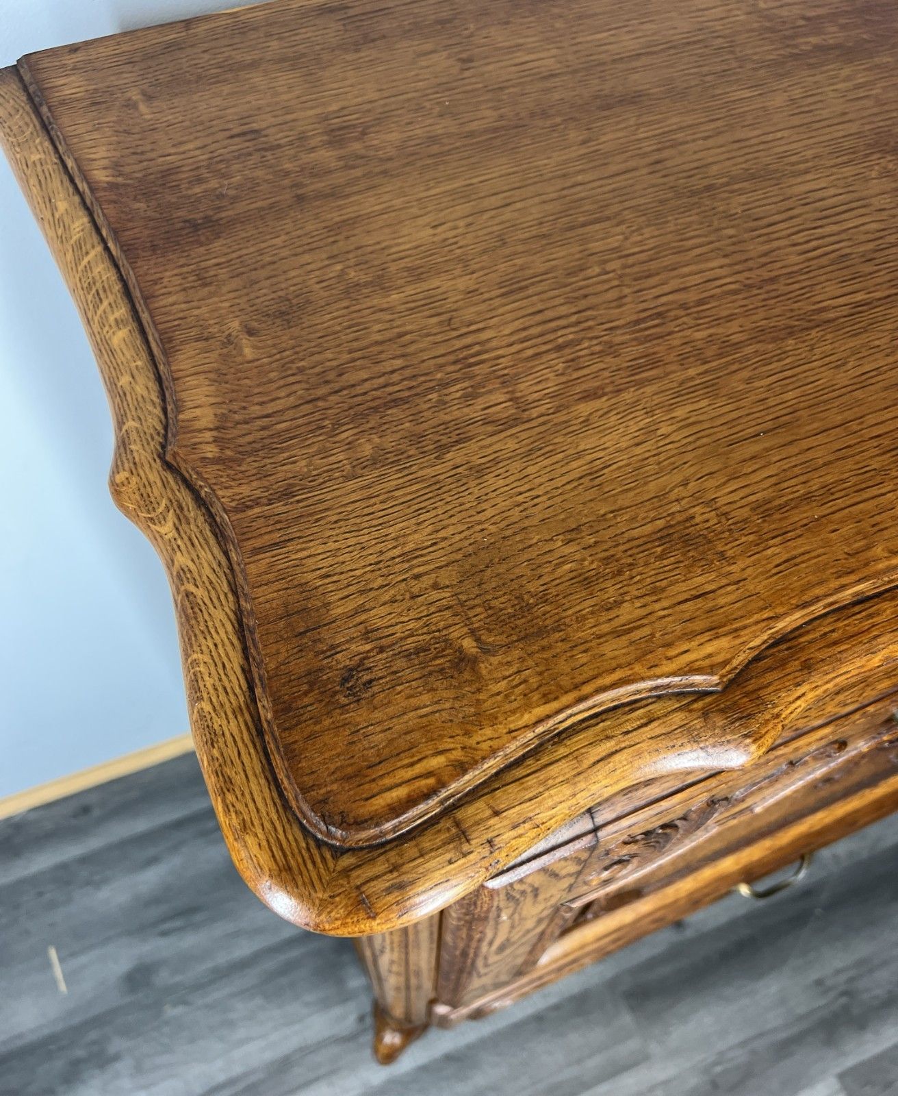 photo vintage Cabinet Vintage French Louis XVI Oak Carved Drop Front Cupboard Lot 4345