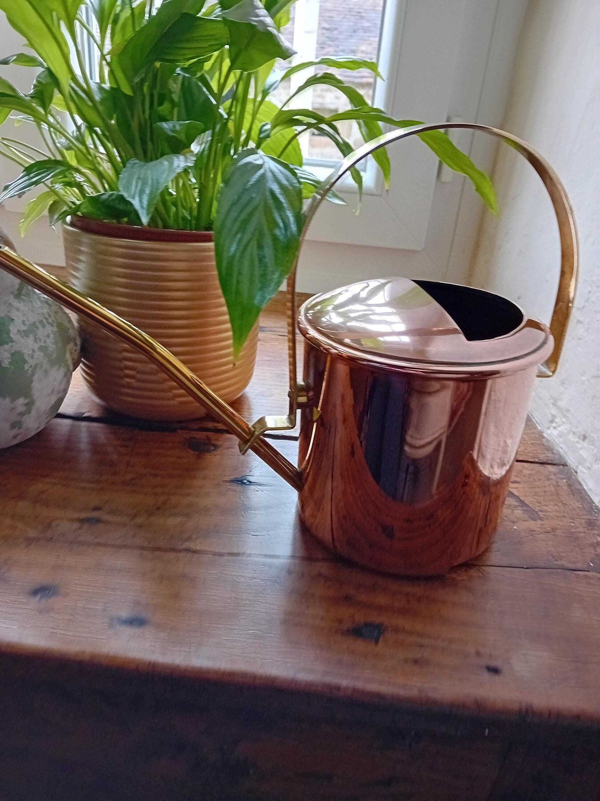 Kleine gieter van koper en messing, geschikt voor kamerplanten photo buy
