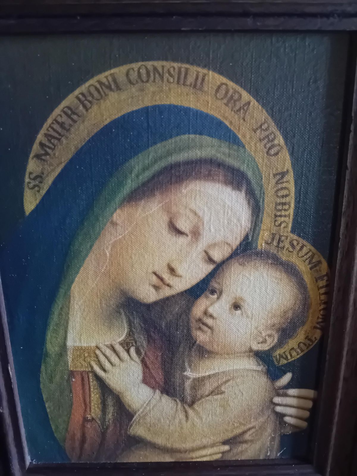 Vintage Madonna And Child Religious Prints In Wooden Frames (Set Of 2) photo furniture