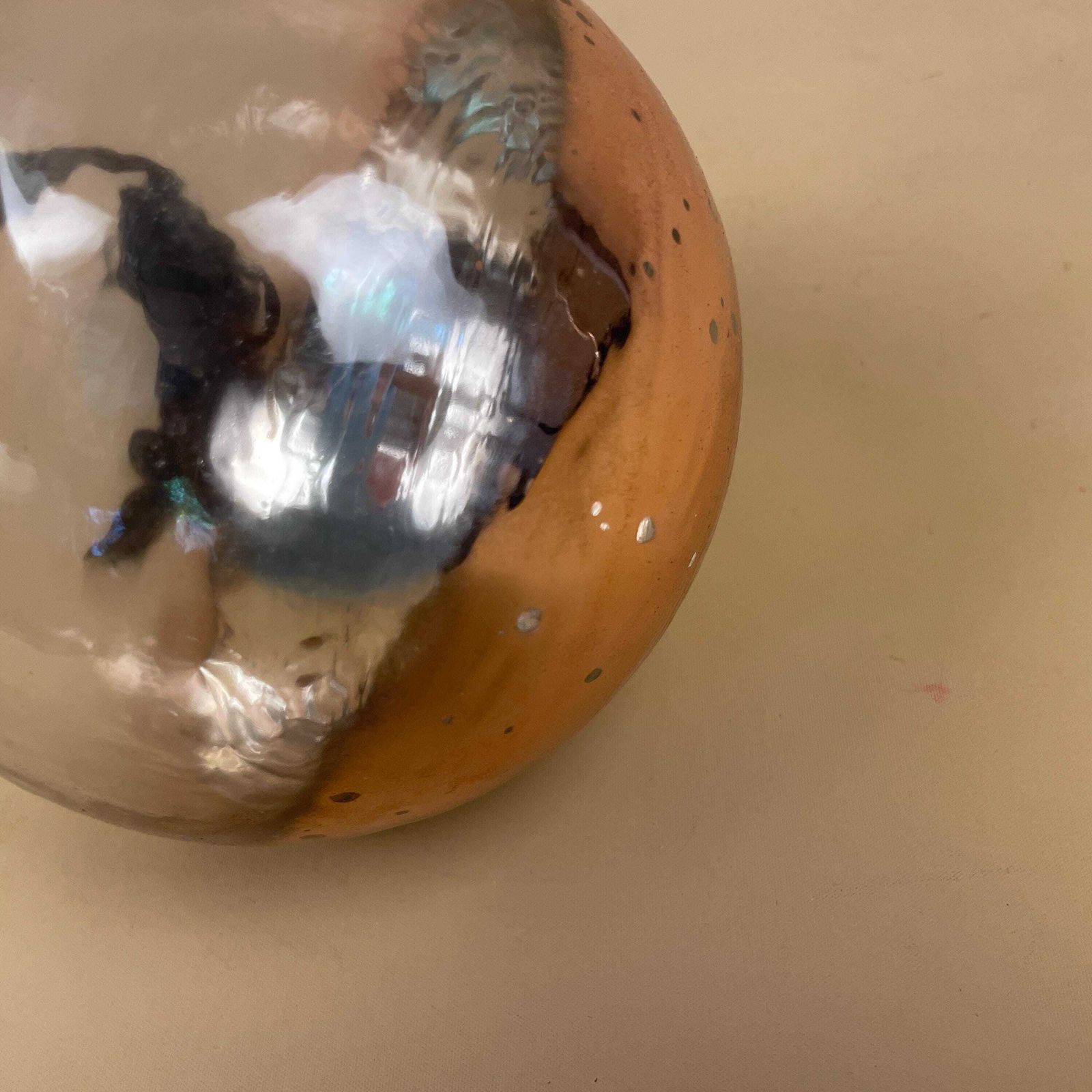 Nkuku Nevasa Glass Giant Bauble Round Clear & Antique Copper Christmas Decoration Eco Friendly Rustic Ornament Holiday Home Decor Gift photo vinterior