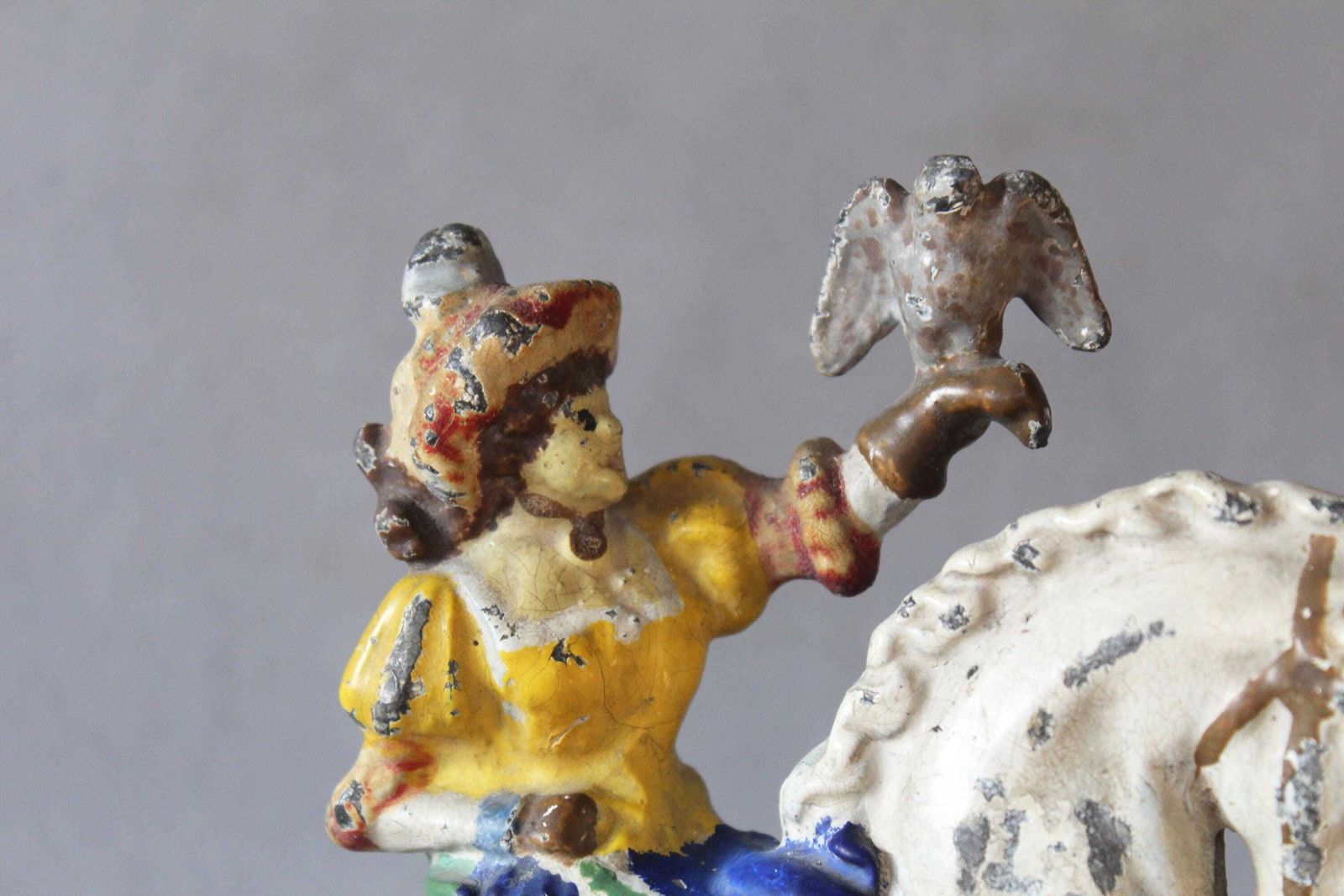 Large And Heavy Sculpture Of A Falconer On Horseback, Lady Writer, Cold Painted, Could Be Bronze As Non Magnetic, Equestrian, Horse, Bird photo 86.0