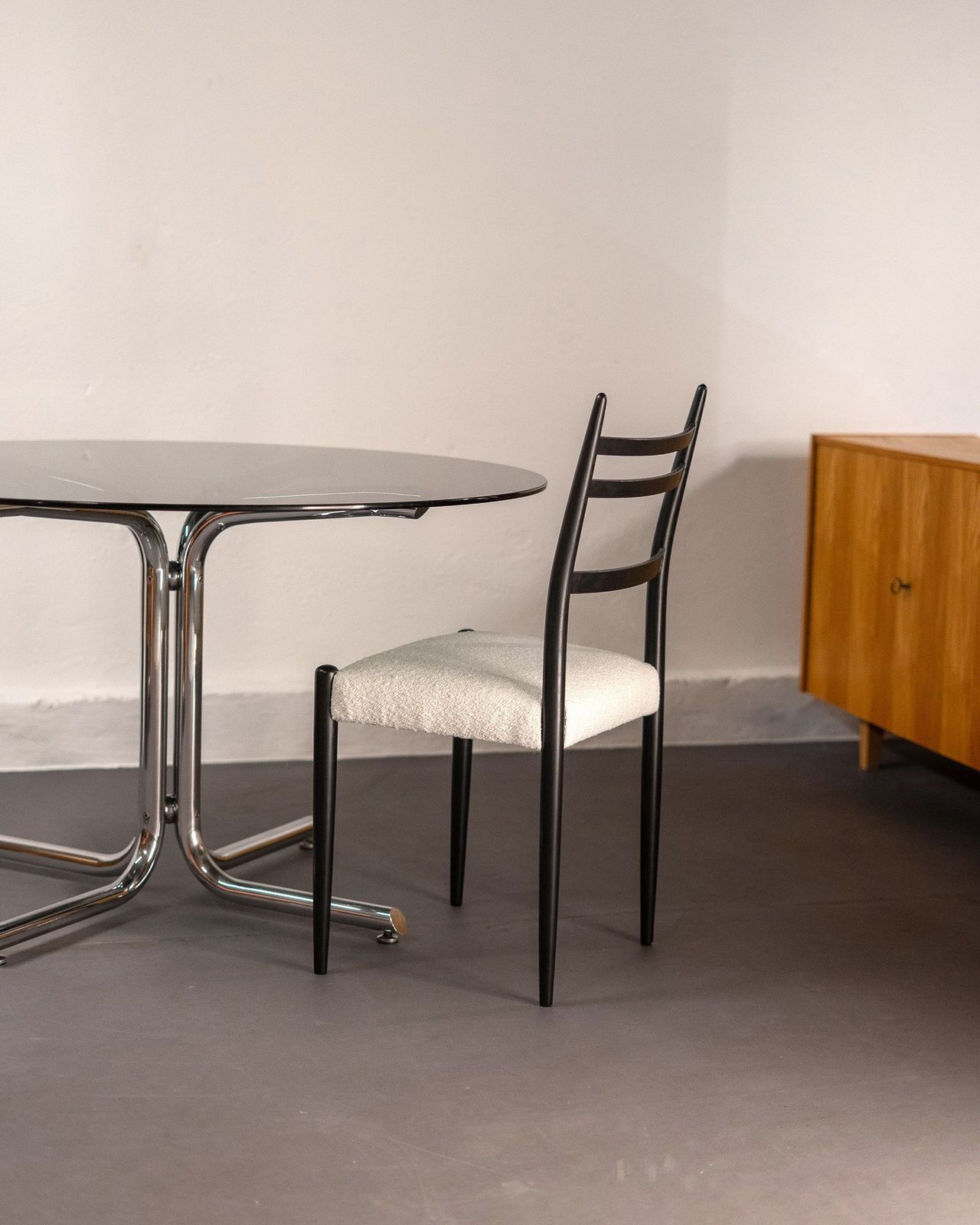 photo vinterior Italian Table In Glass And Chromed Steel