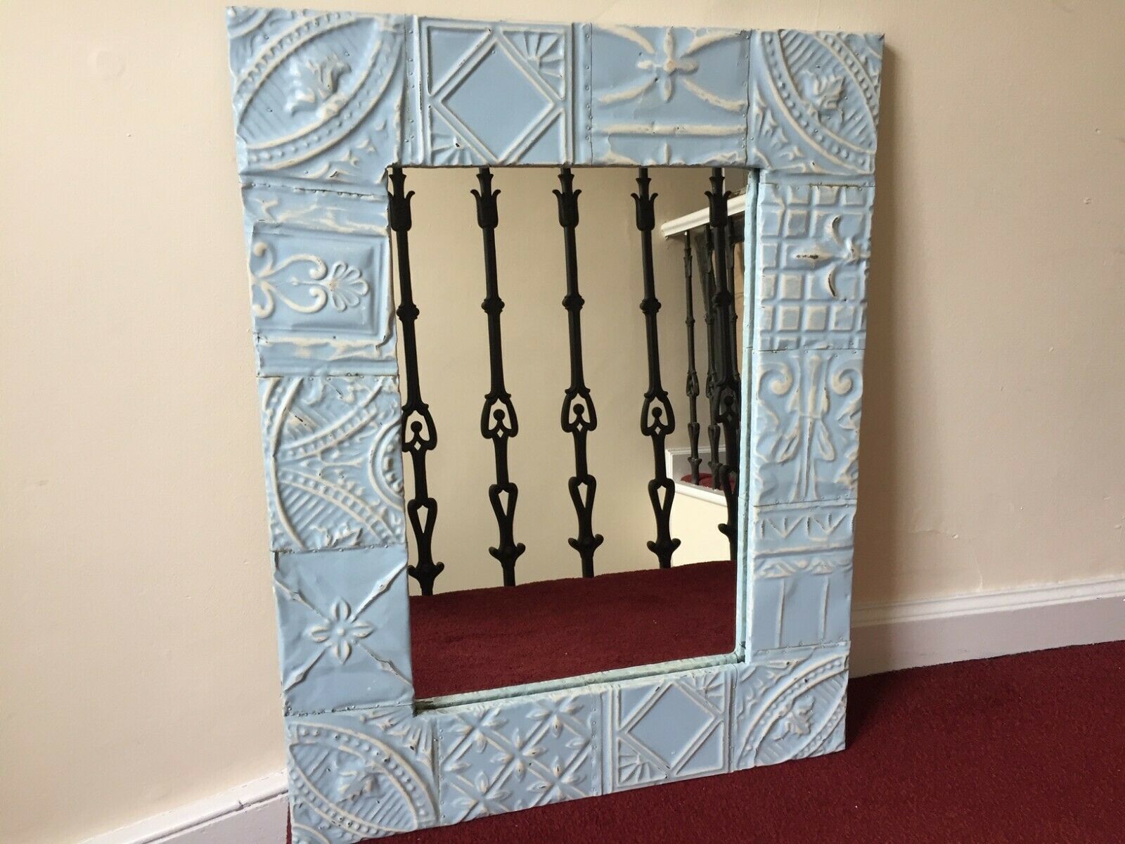 Unique Antique Tin Surround Framed Mirror From USA