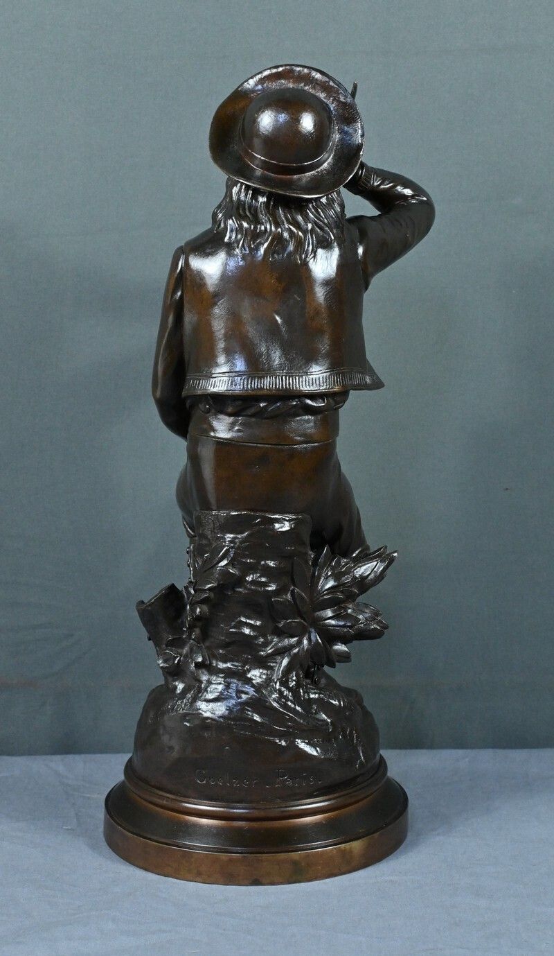 photo vintage Bronze “The Hen That Lays The Golden Eggs” Signed Goelzer – Late 19th Century