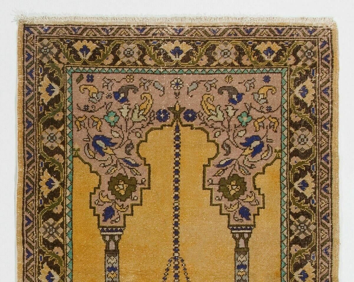 3.3x5.4 Ft Prayer Rug Depicting A Chandelier, Couple Of Columns And Flowers photo furniture
