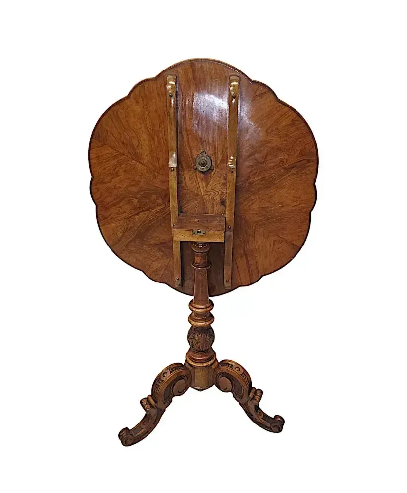 photo furniture A Very Rare 19th Century Olive Wood Marquetry Inlaid Flip Top Table