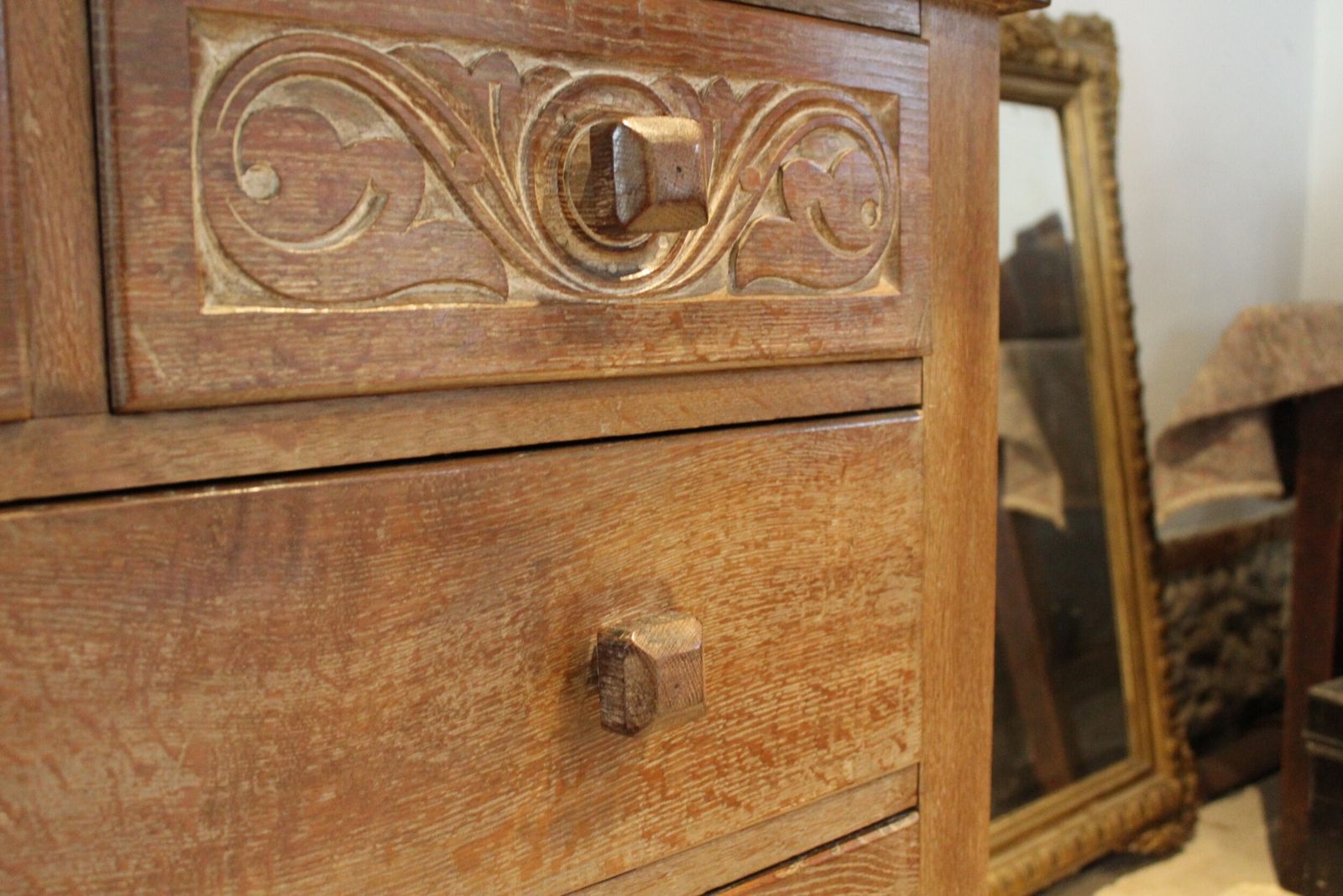 Chest Of Drawers Arts And Crafts Limed Oak Prestigious Maker C1900 photo for sale