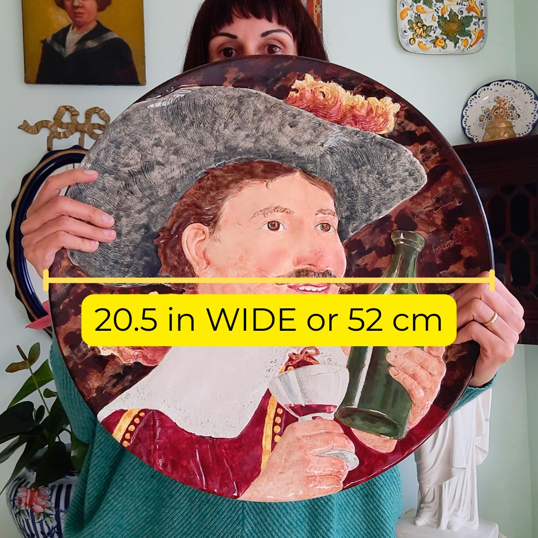 photo for sale Huge Serraguemines Majolica Wall Plate Jolly Man Number 2300 Made In France