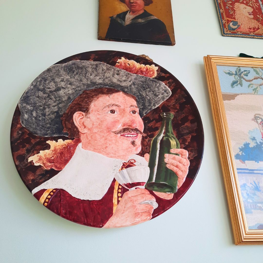 Art Huge Serraguemines Majolica Wall Plate Jolly Man Number 2300 Made In France photo