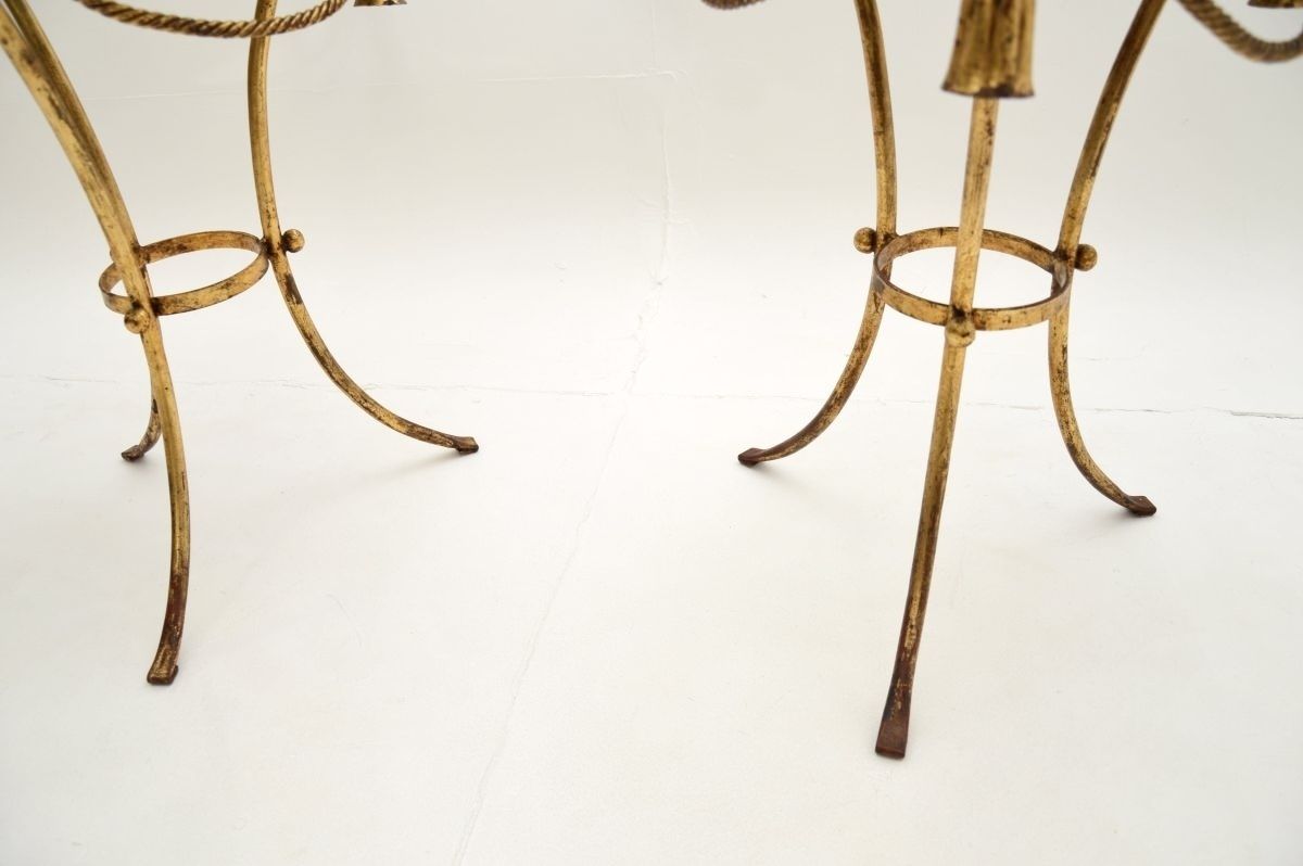 photo furniture Pair Of Antique Italian Gilt Metal And Marble Side Tables