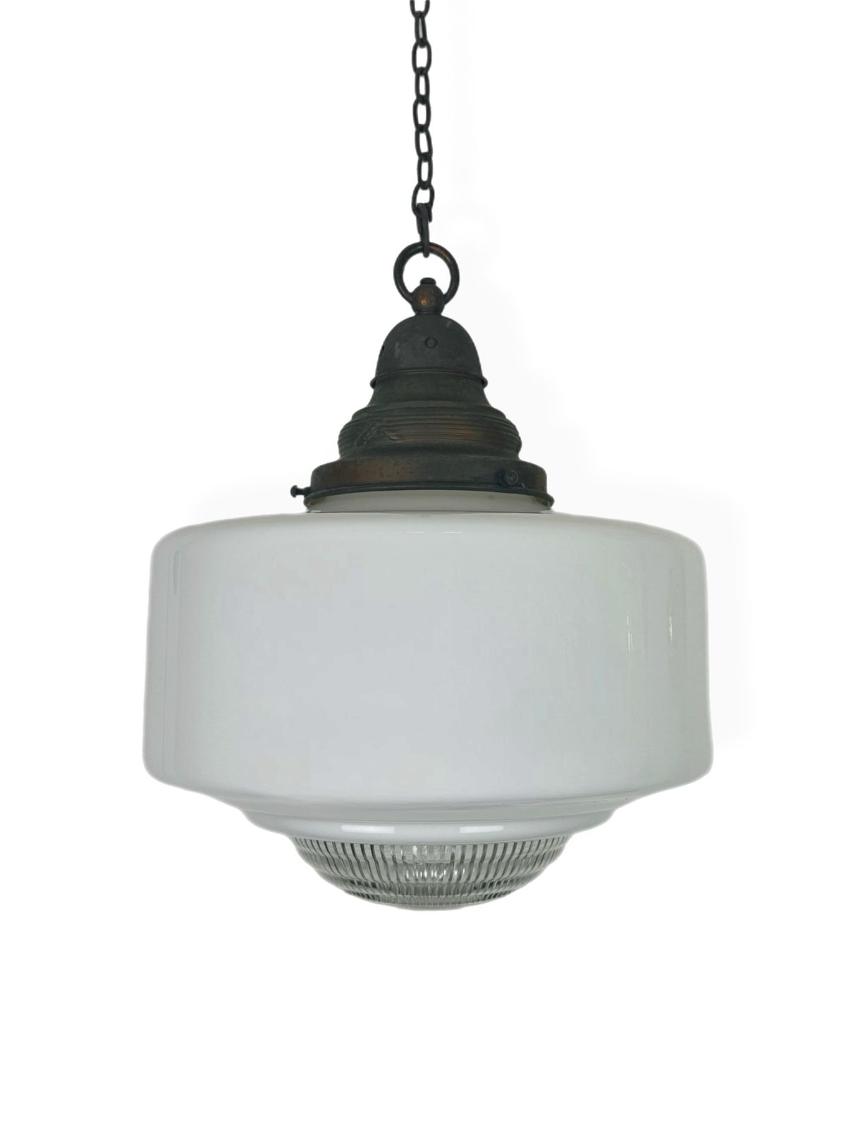Large Diffused Art Deco Opaline Pendant Light (25161)