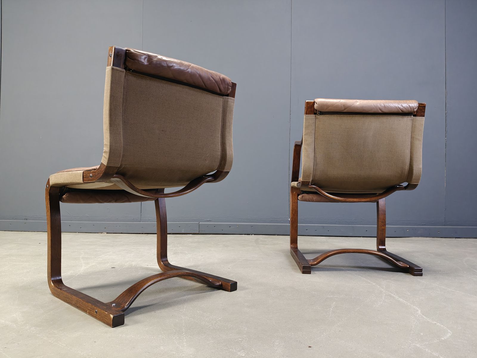 Vintage Asko Pajamies Finland Leather Plywood Chairs, Set Of 6   1970s photo for sale