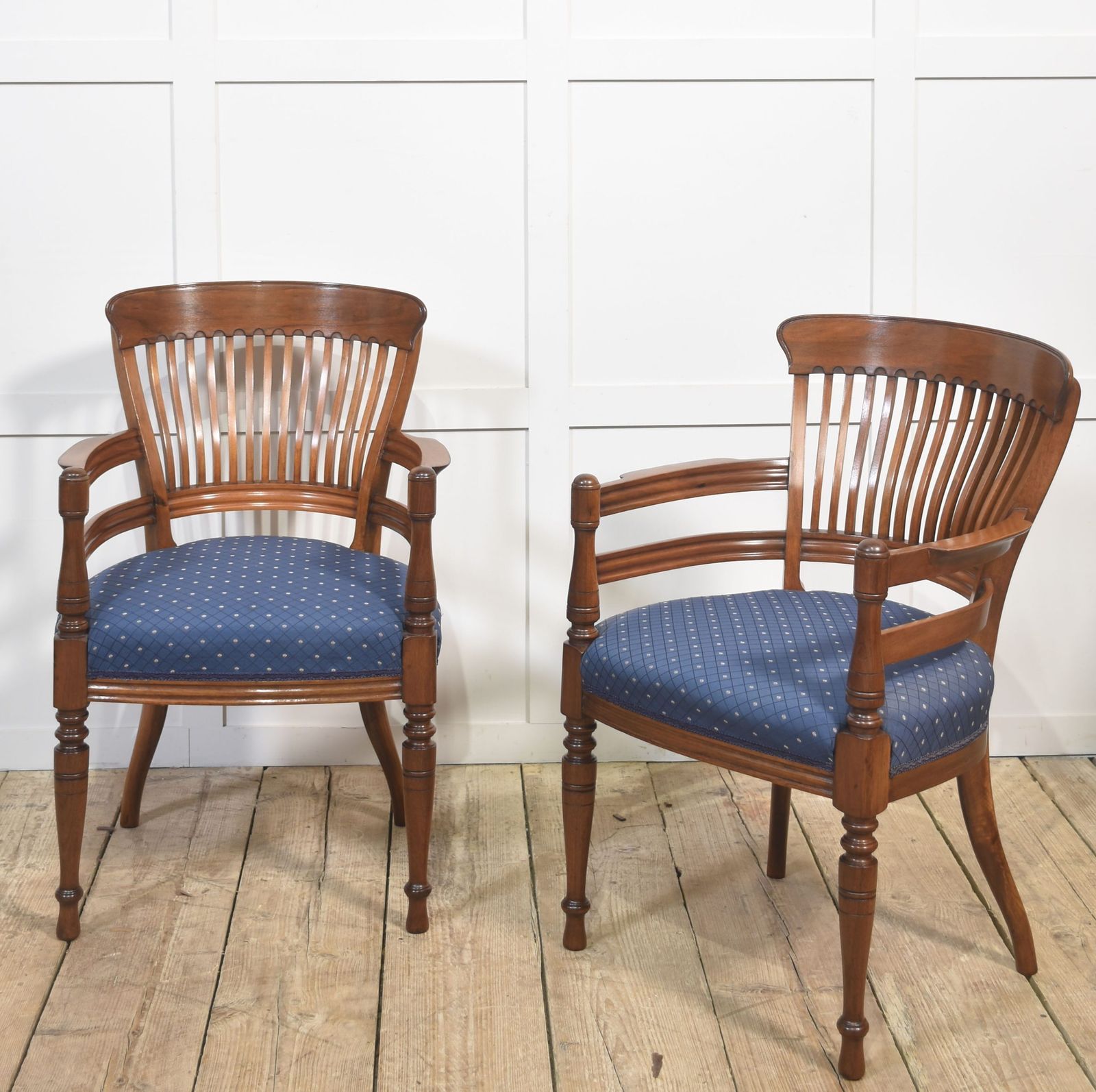 Pair Of Mahogany Elbow Chairs In The Manner Of E.W. Godwin photo buy