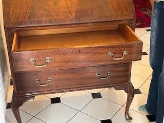 photo for sale Antique Queen Anne Style, Mahogany Bureau, Waring And Gillow, C1930