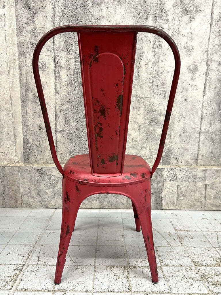 photo for sale Set Of 6 Red 1930's Style Tolix Metal Chairs