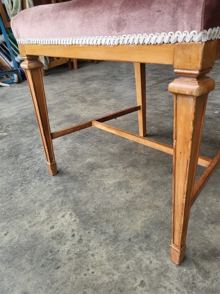 20thc Square Legs Rose Fabric Bedroom Bathroom Chair photo for sale