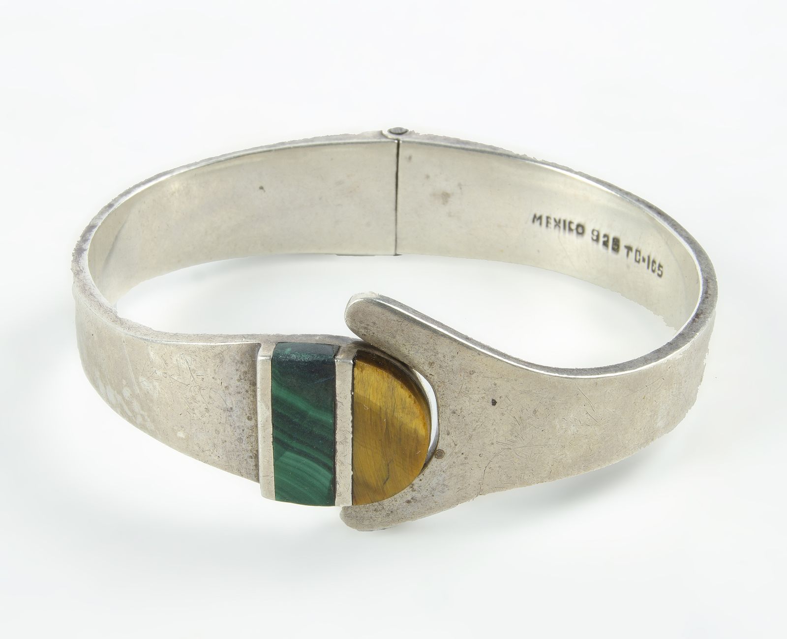 Mid Century Sterling Silver And Malachite Jewelry Set: Necklace, Pair Of Bracelets And Pendant From Taxco, Mexico, Presumably By Los Castillo photo furniture