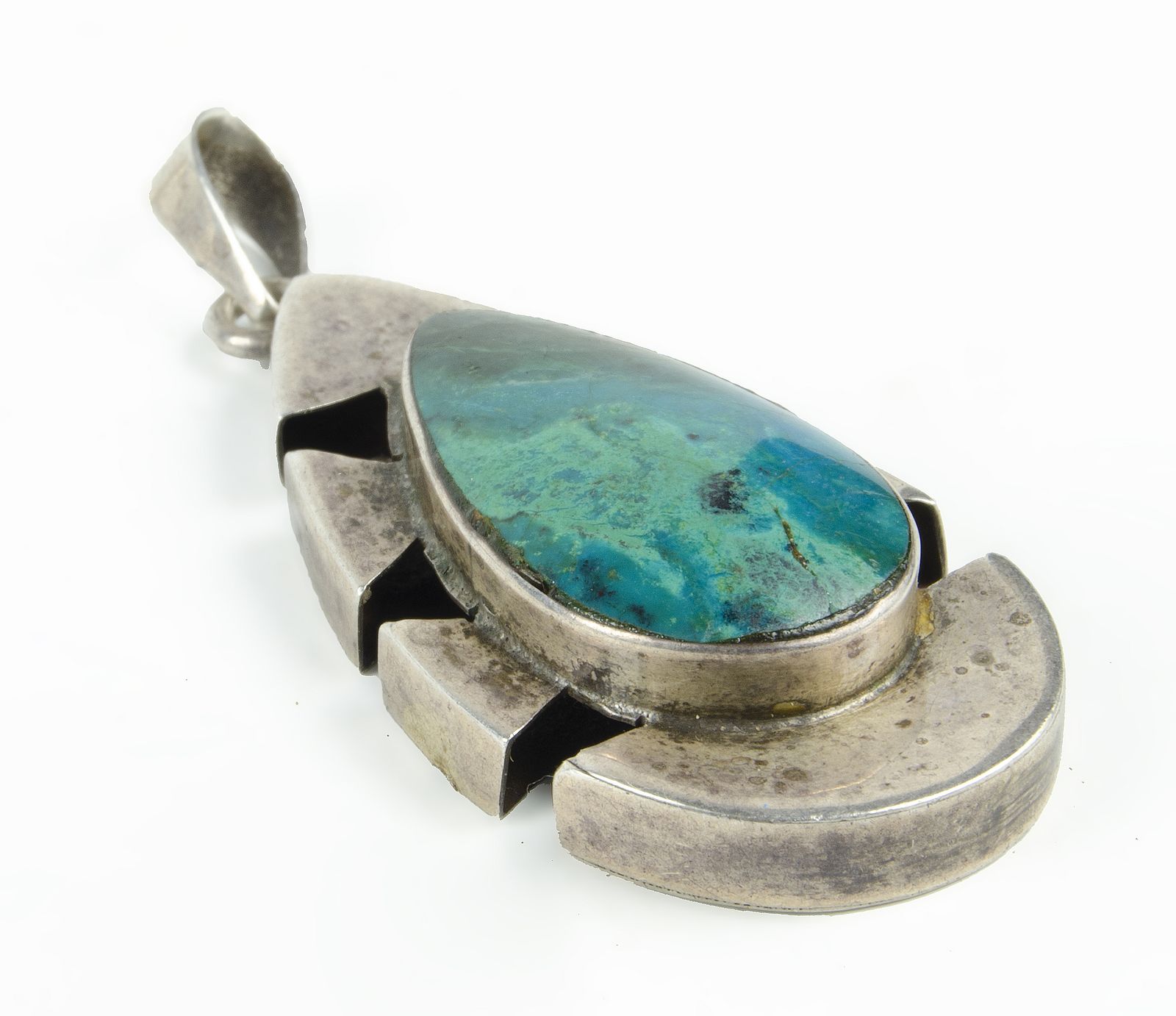 Mid Century Sterling Silver And Malachite Jewelry Set: Necklace, Pair Of Bracelets And Pendant From Taxco, Mexico, Presumably By Los Castillo photo Home Decor
