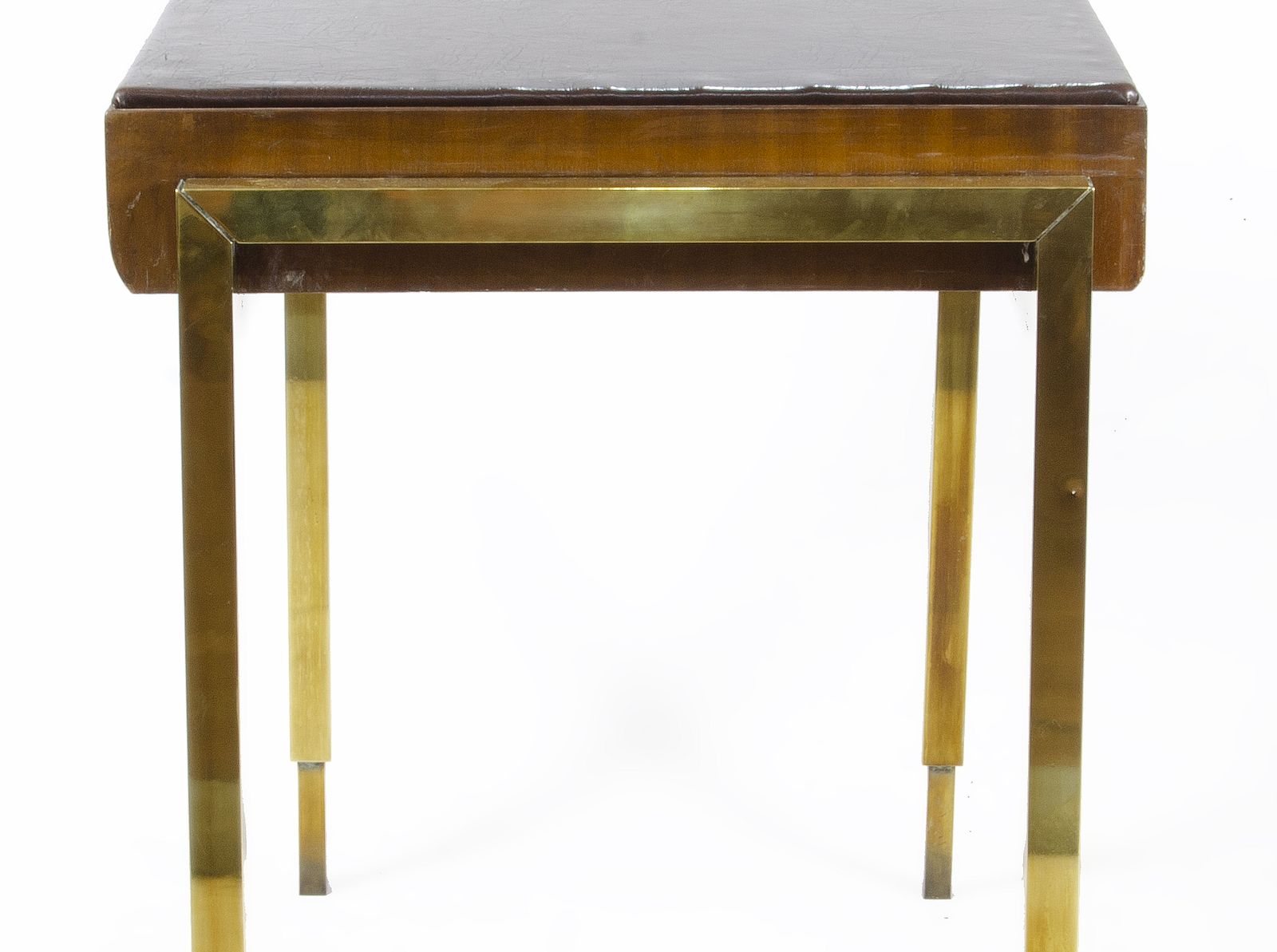 1940s Jansen Style Modern Wooden 2 Drawer Desk With Bronze Accents And Leather Surface, France photo buy