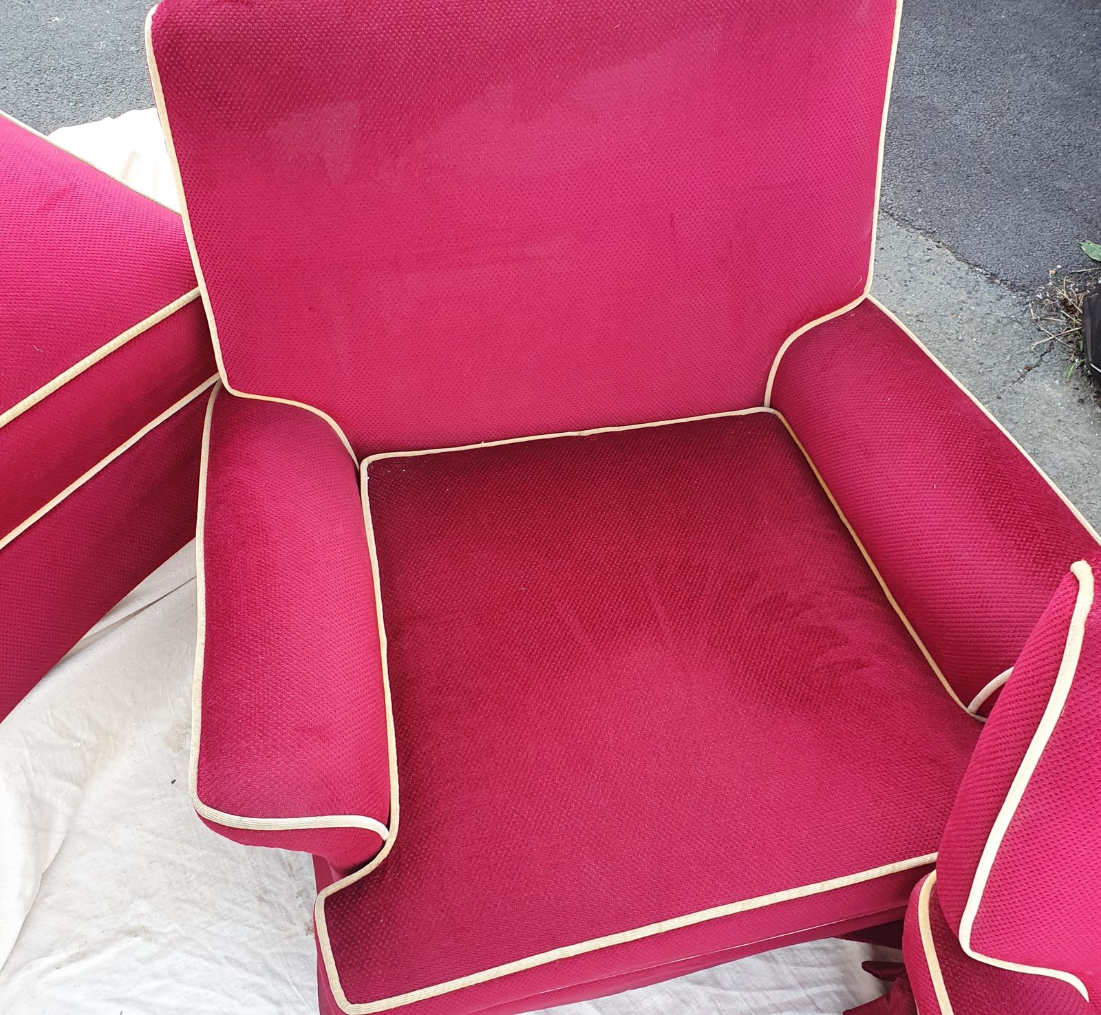 Beautiful Red With Gold Piping Art Deco Style Hand Crafted Chairs photo vinterior
