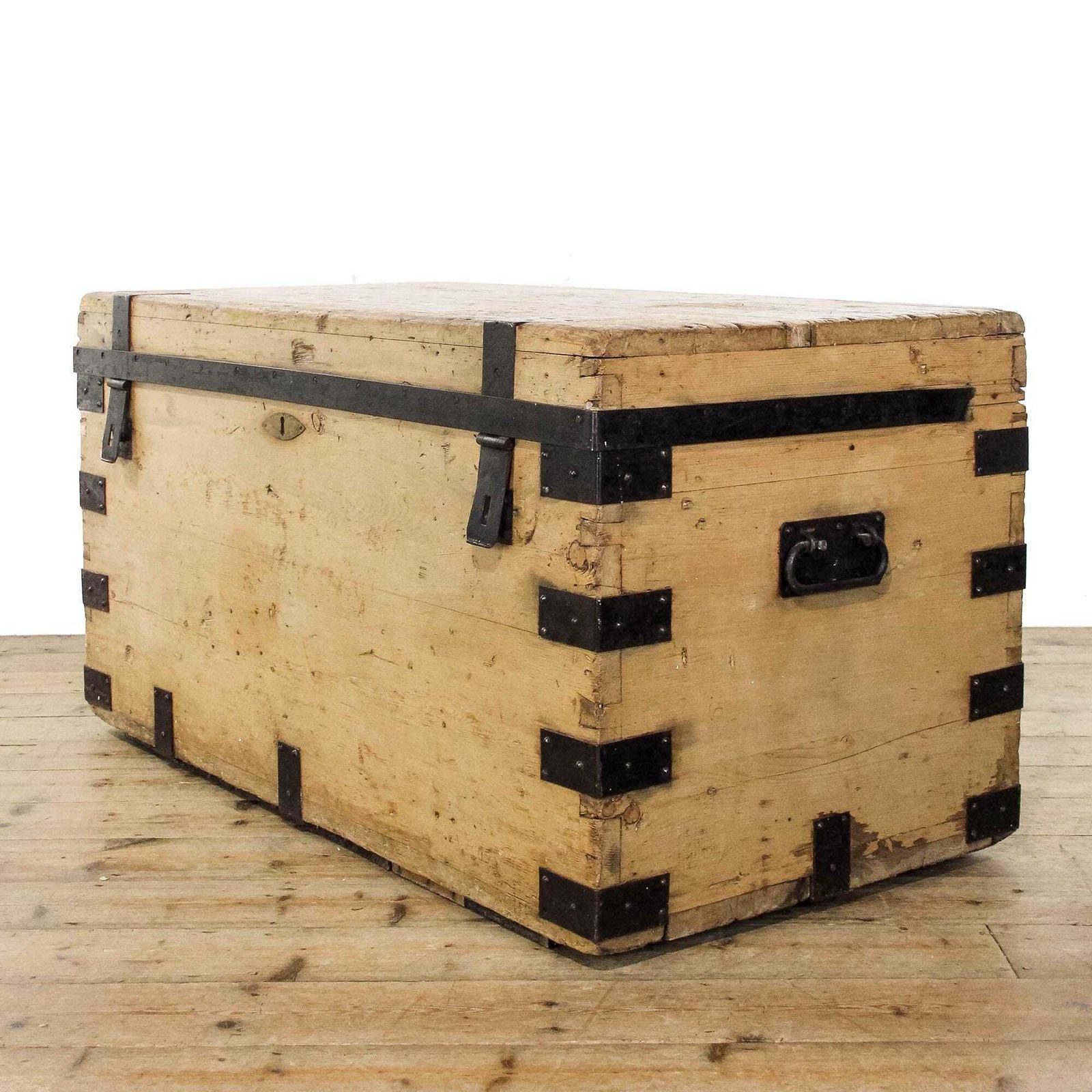 Antique Pine Metal Bound Chest | Antique Furniture | Antique Trunk | Antique Storage | Pine Trunks | Blanket Box