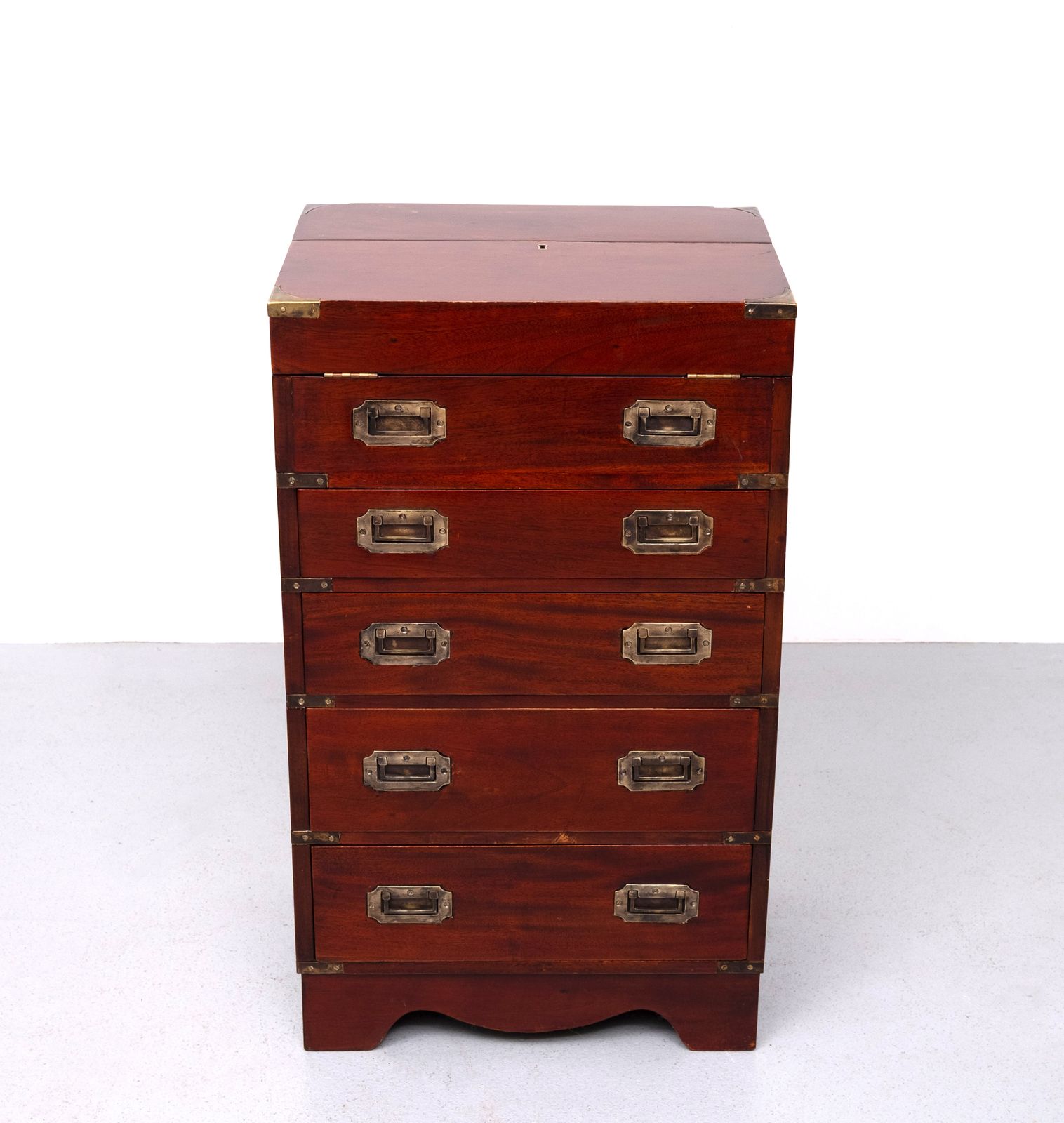 Military Campaign Style Mahogany Davenport Desk. England photo vintage