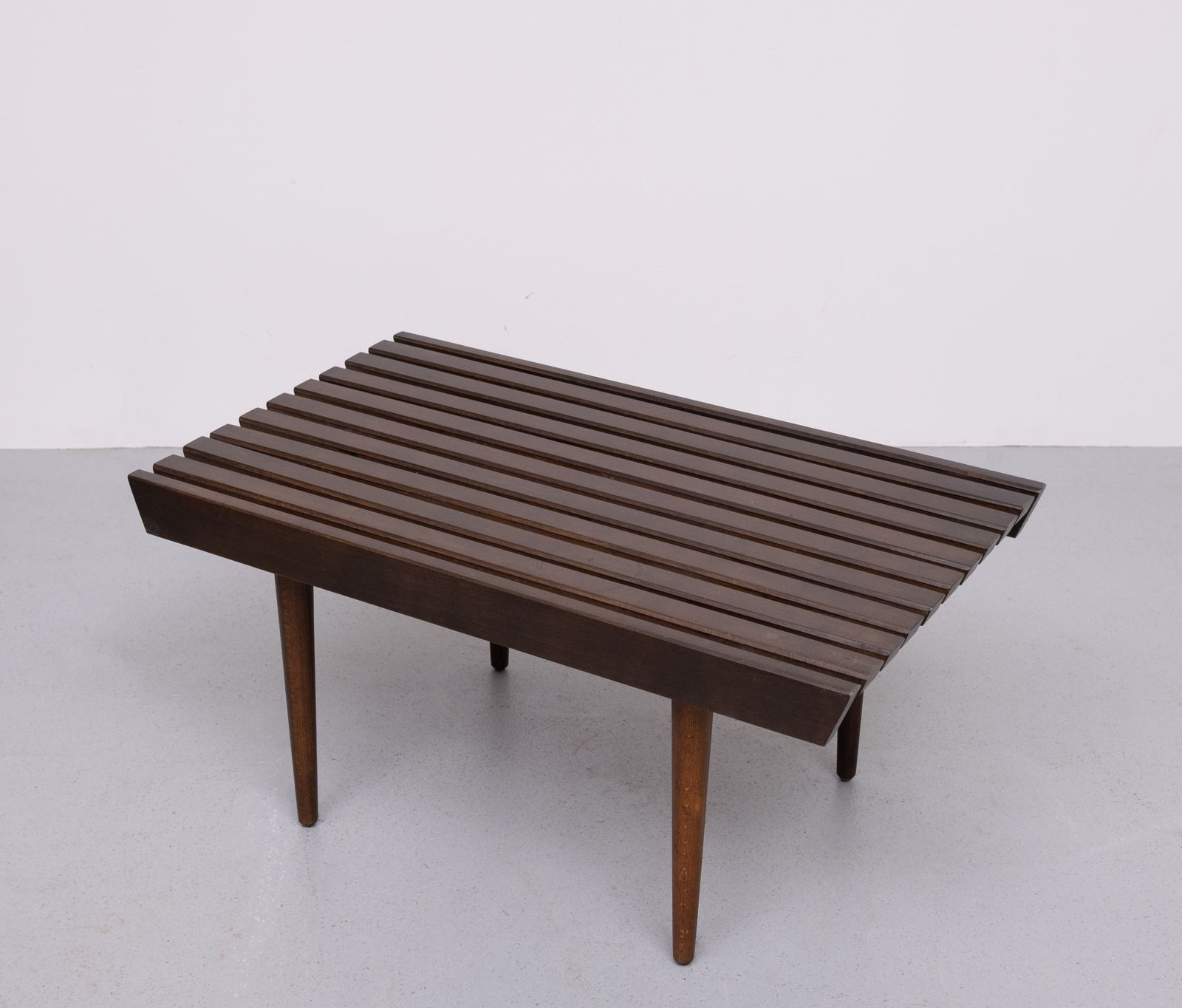 1960's Mid Century Modern Danish Style Wood Slat Coffee Table photo for sale