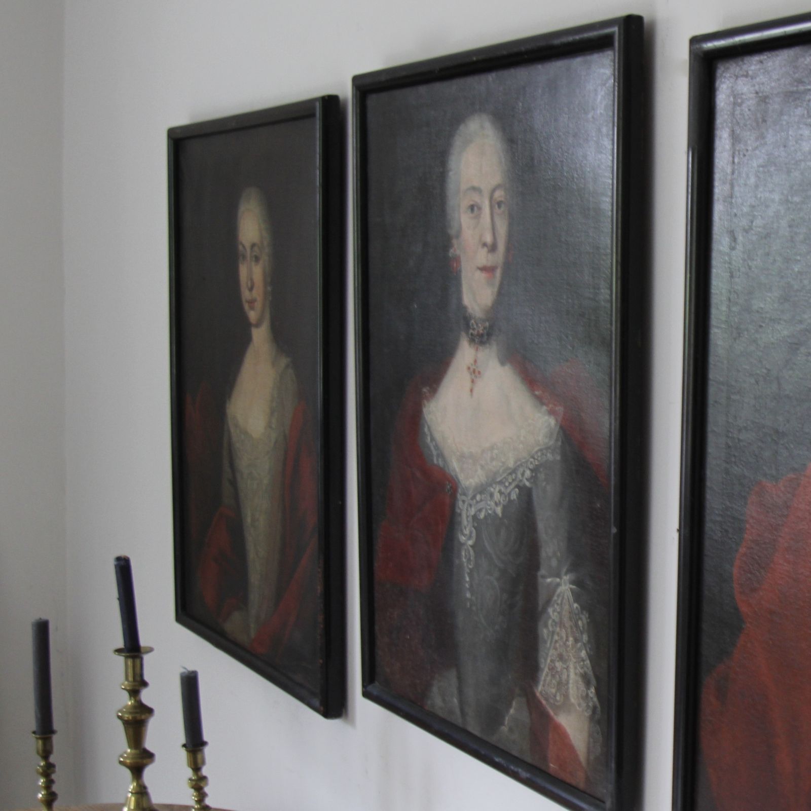 photo vintage Large 18th Century Portraits Of Mother And Daugthers Antique Portraits Oil On Canvas