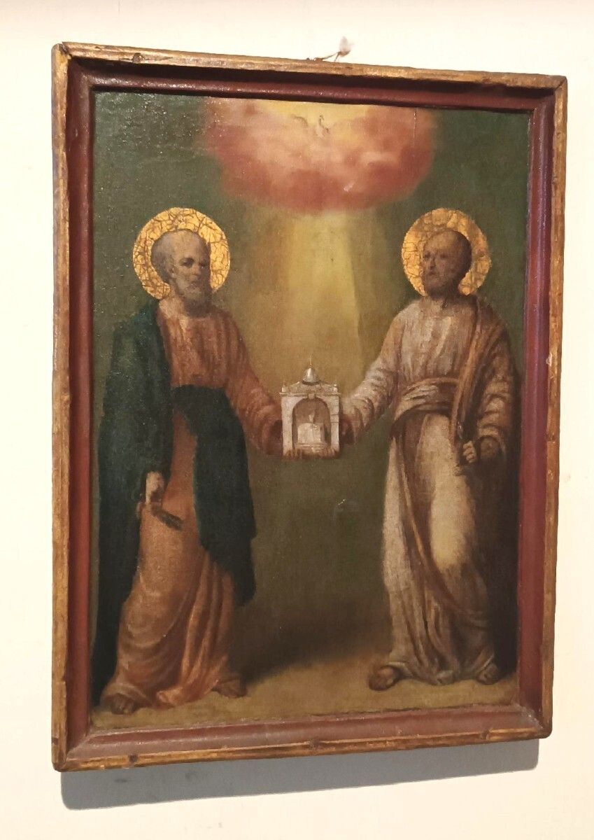 Painting On Wood, Ancient Icon Of Saint Peter And Paul photo for sale