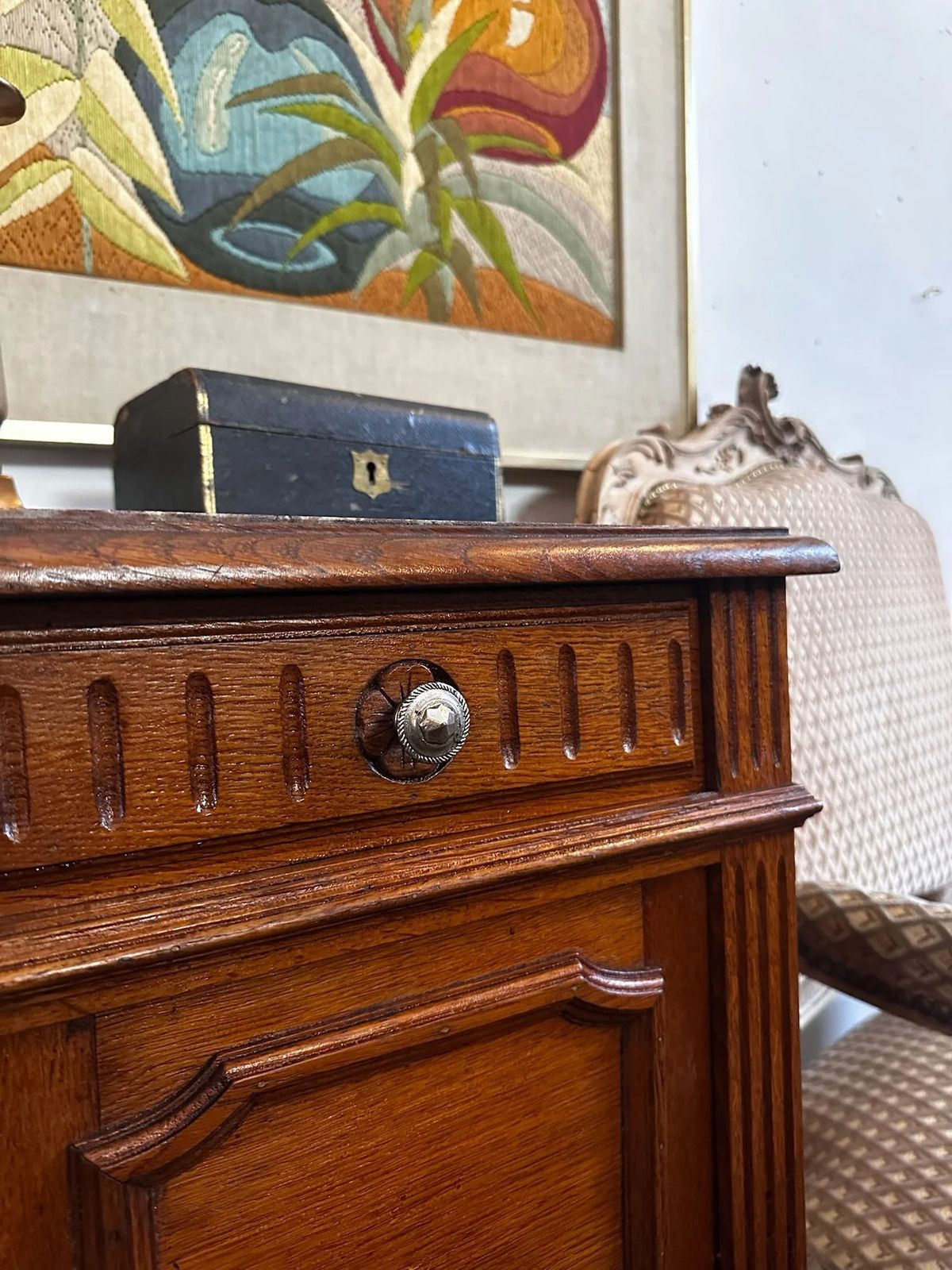 Belgian Oak Bedside Marble Top C1910 photo for sale