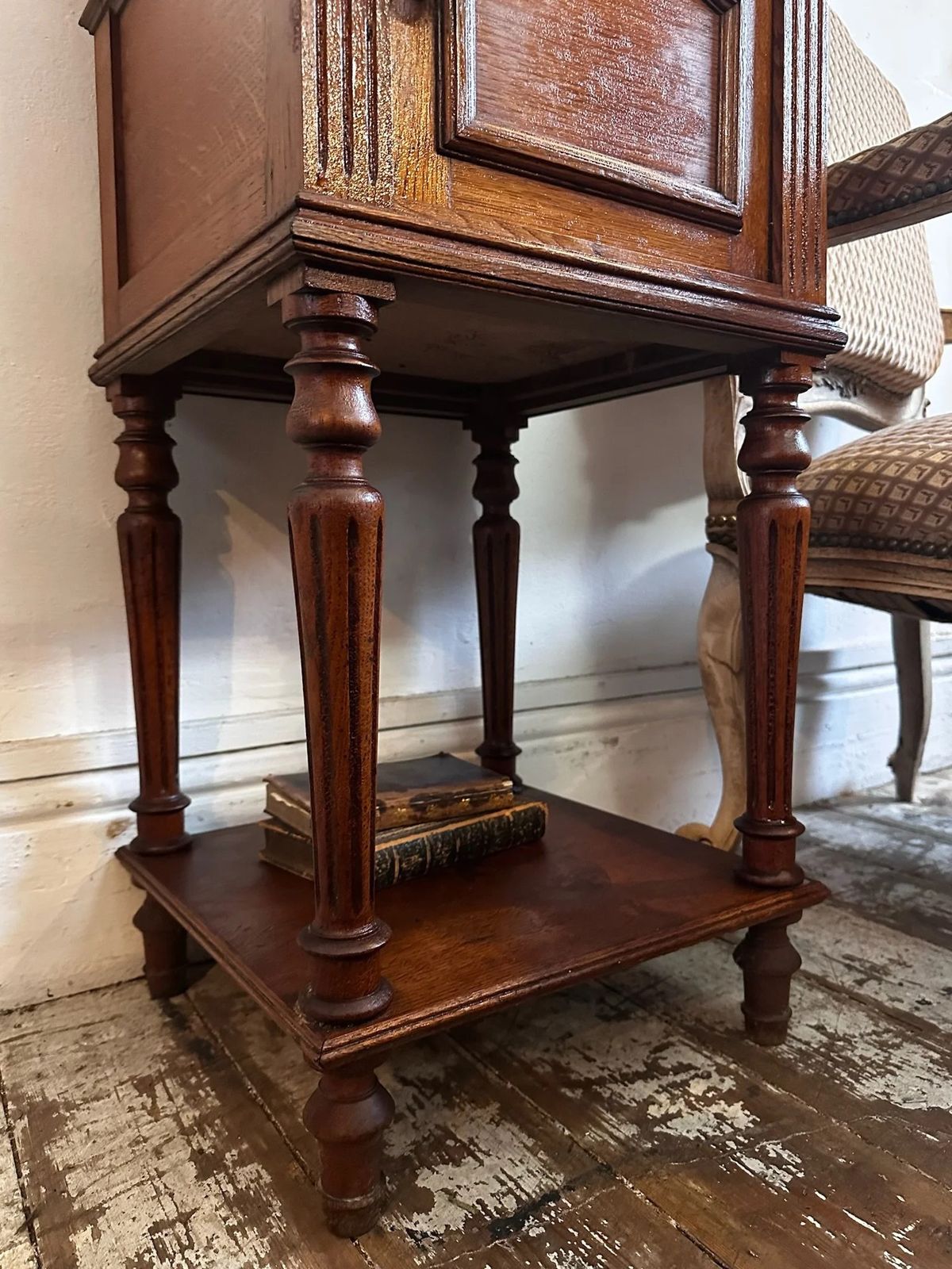 Belgian Oak Bedside Marble Top C1910 photo vinterior