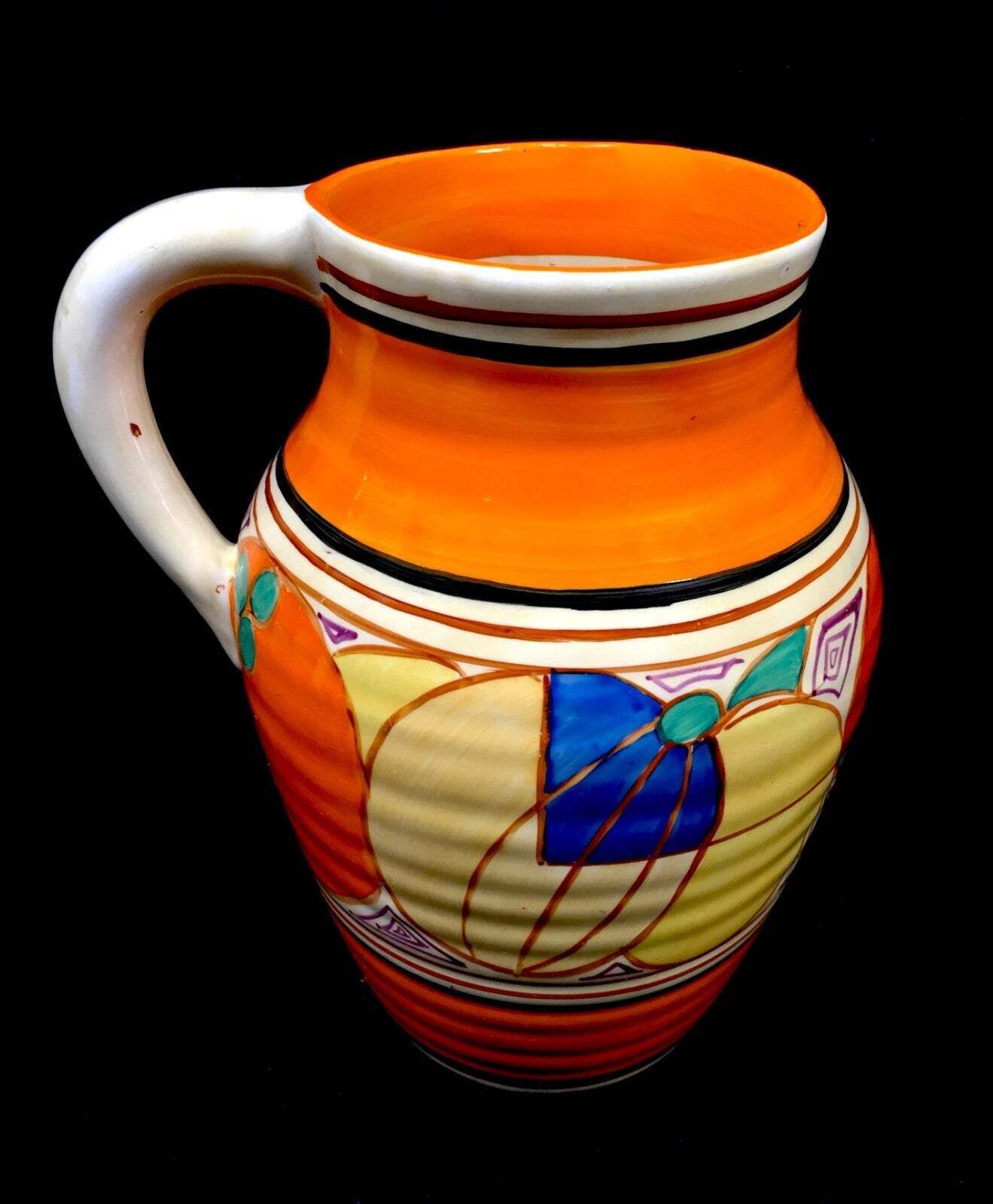 Clarice Cliff Melon Picasso Fruit Isis Vase Art Deco Pottery C.1930 / Antique photo Home Decor
