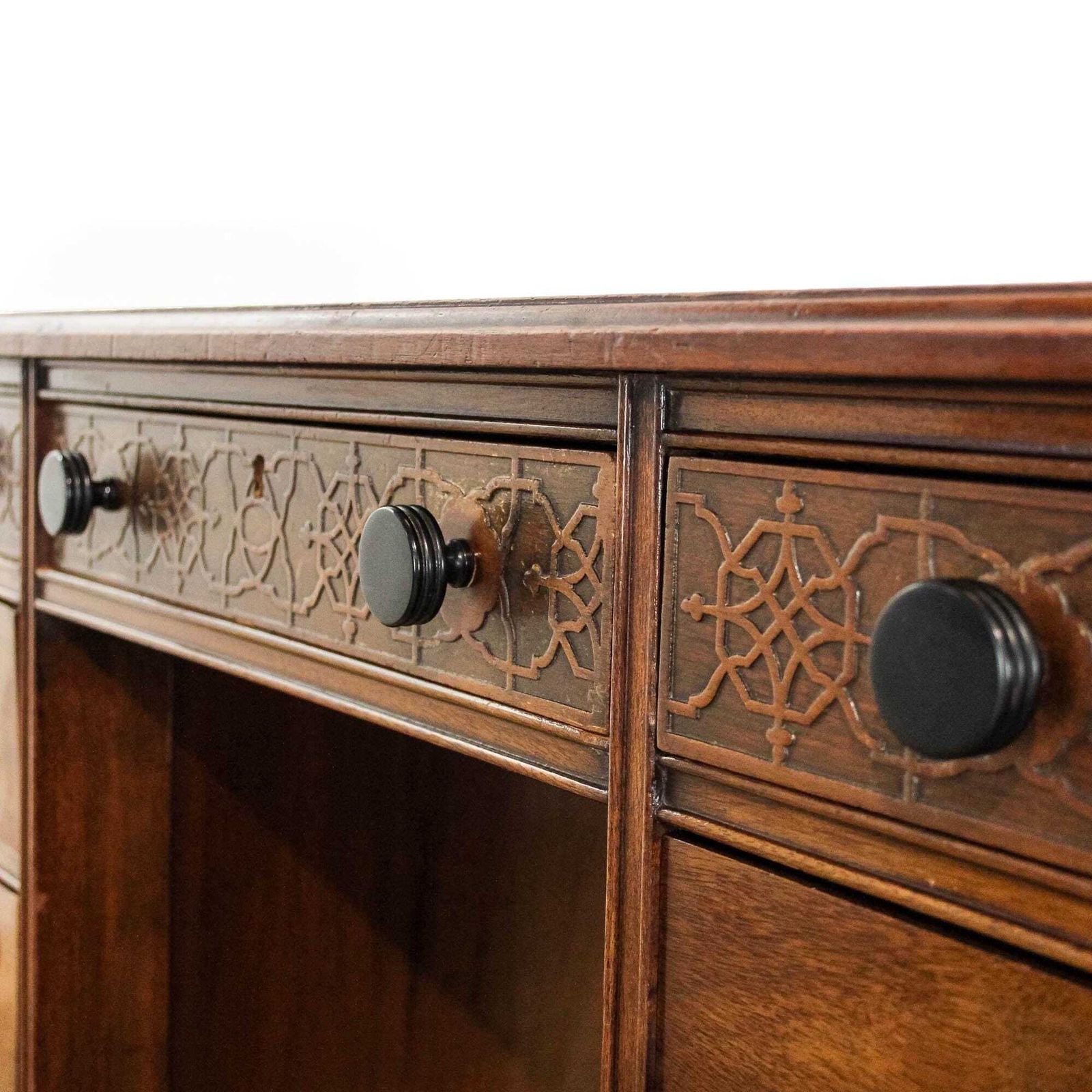 Antique Mahogany Kneehole Desk photo vintage
