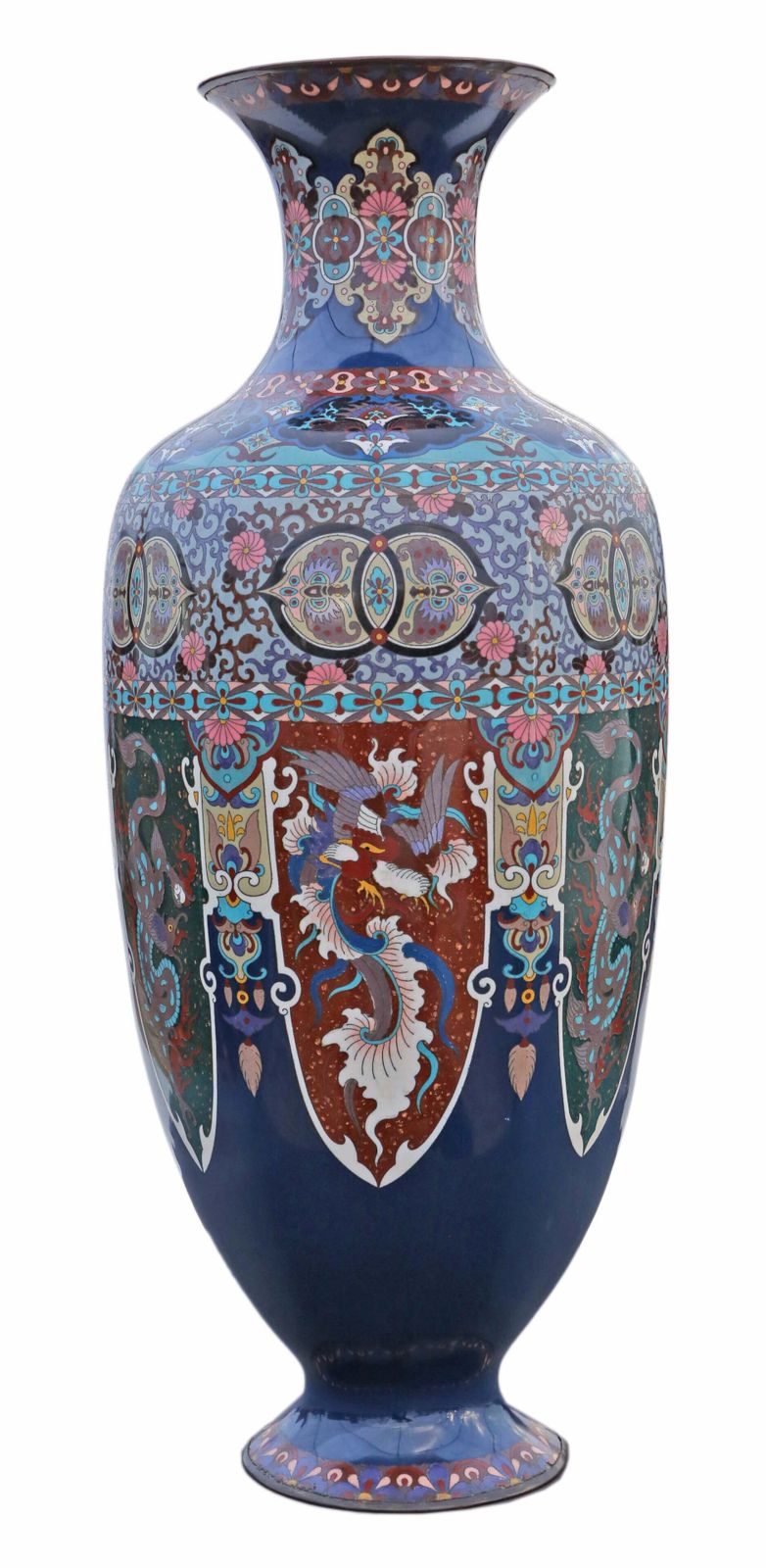 Antique Fine Quality Large 24" Cloisonne Vase 19th Century Meiji Oriental Japanese photo vinterior