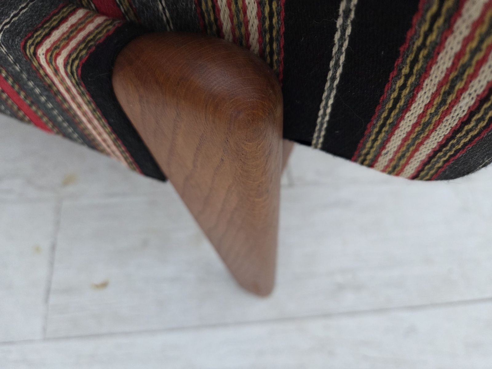 1960s, Swedish Armchair, Striped Furniture Wool Fabric, Oak Wood, Teak Wood. photo Furniture
