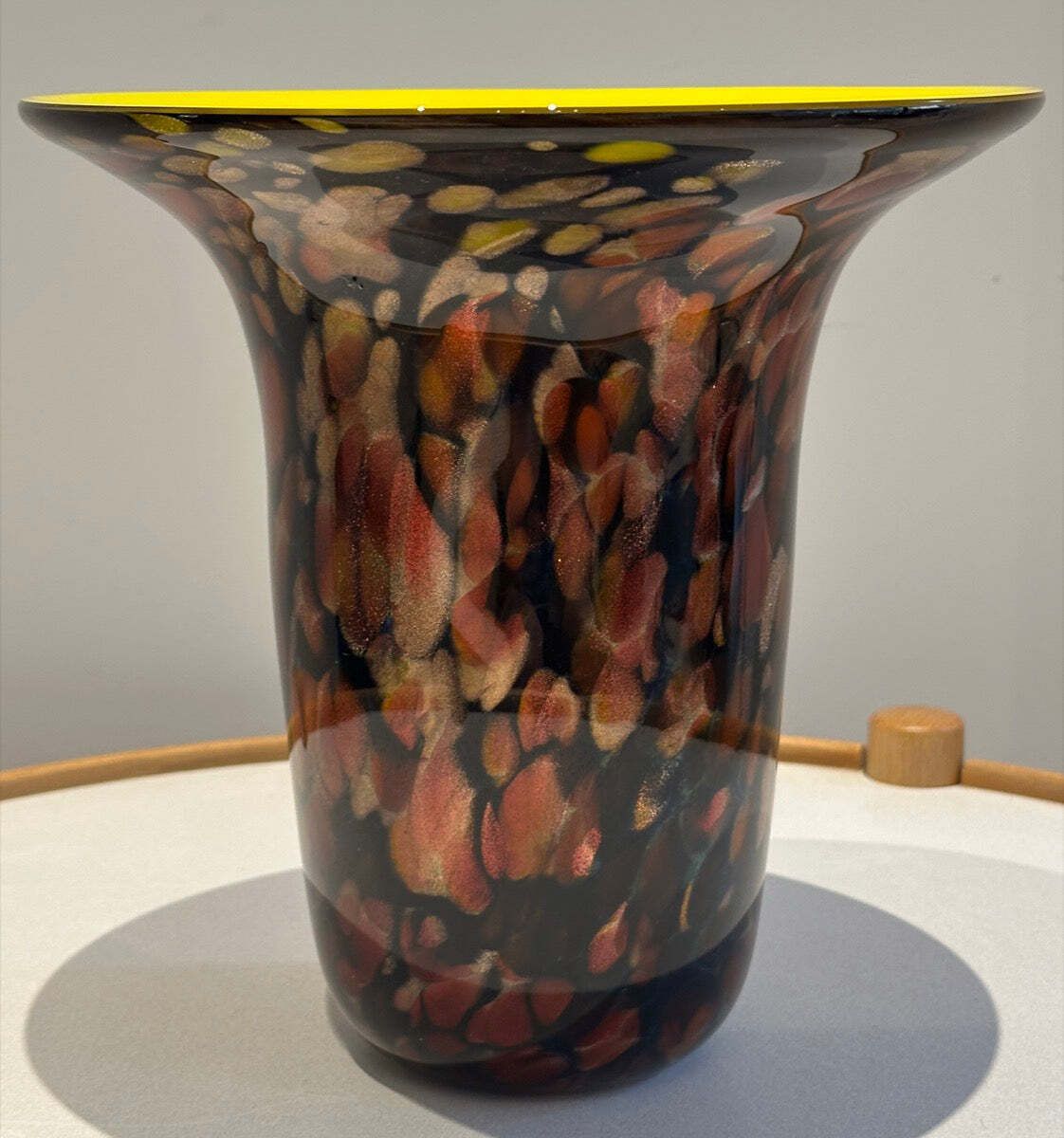 1990s American Contemporary Handblown Brown & Black Aventurine Glass Vase photo for sale
