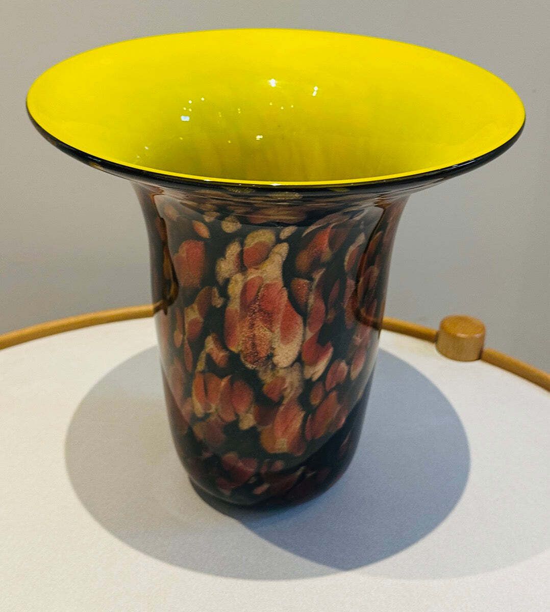 photo buy 1990s American Contemporary Handblown Brown & Black Aventurine Glass Vase