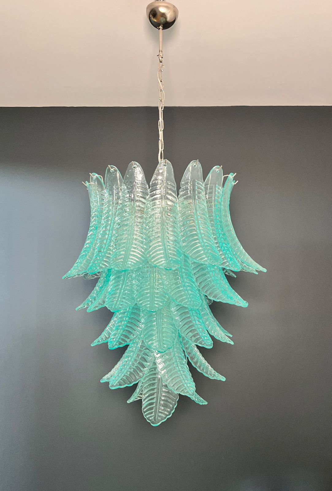 Huge Italian Murano Six Tier Turquoise Felci Glass Chandelier photo buy