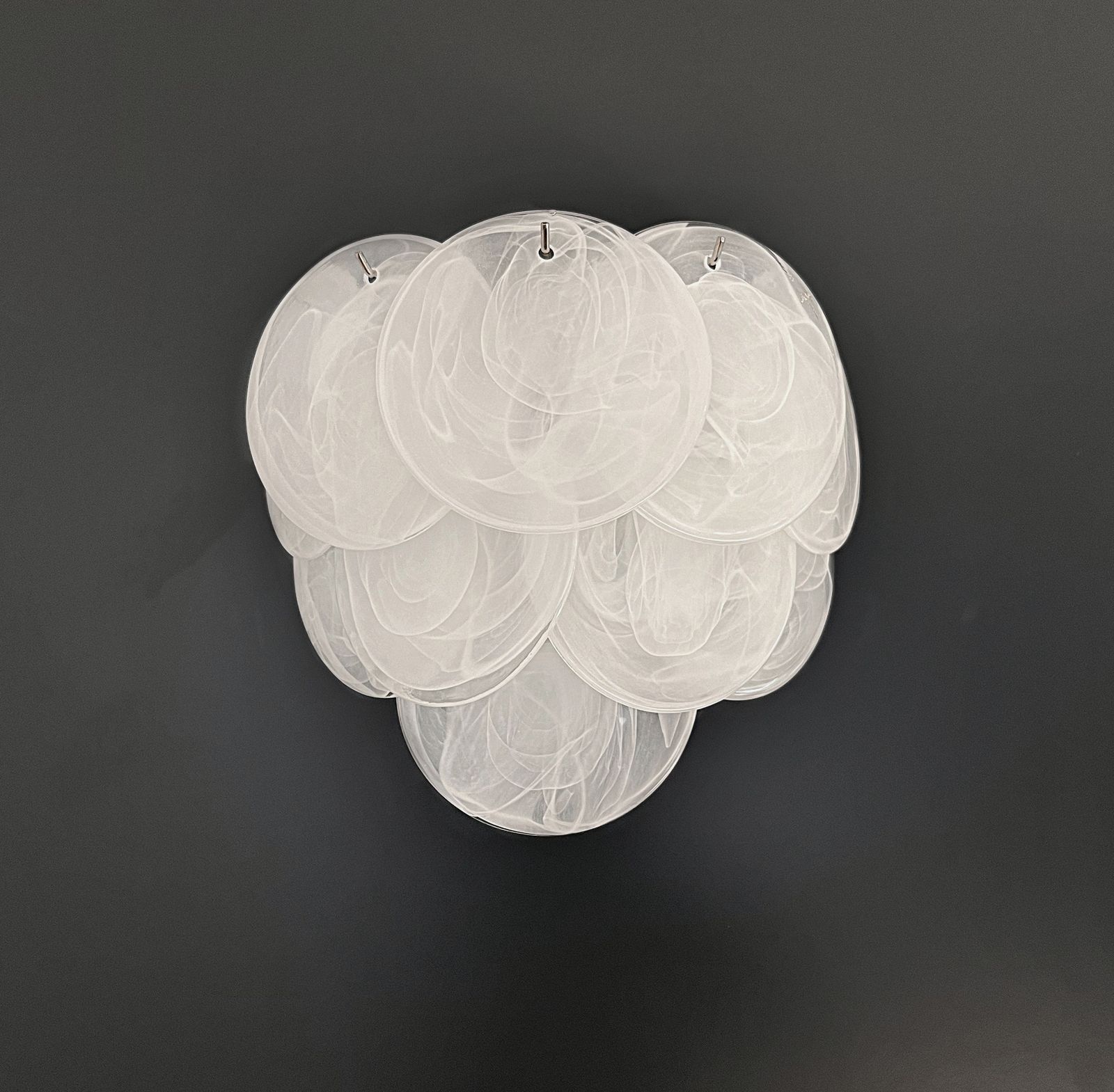 Pair Of Glass Wall Sconces   10 Alabaster White Disks