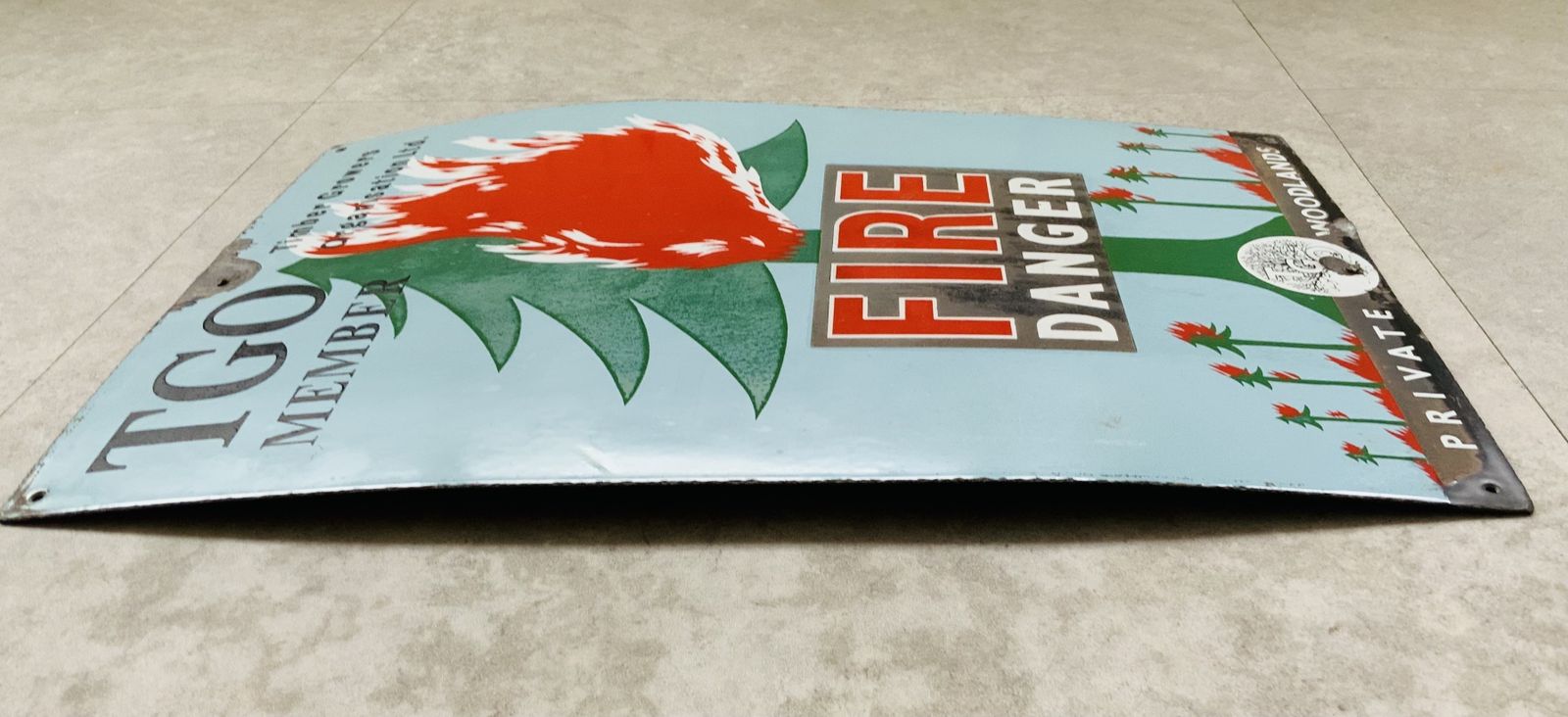 Original Fire Danger Heavy Metal Sign Timber Growers Organisation Ltd photo furniture