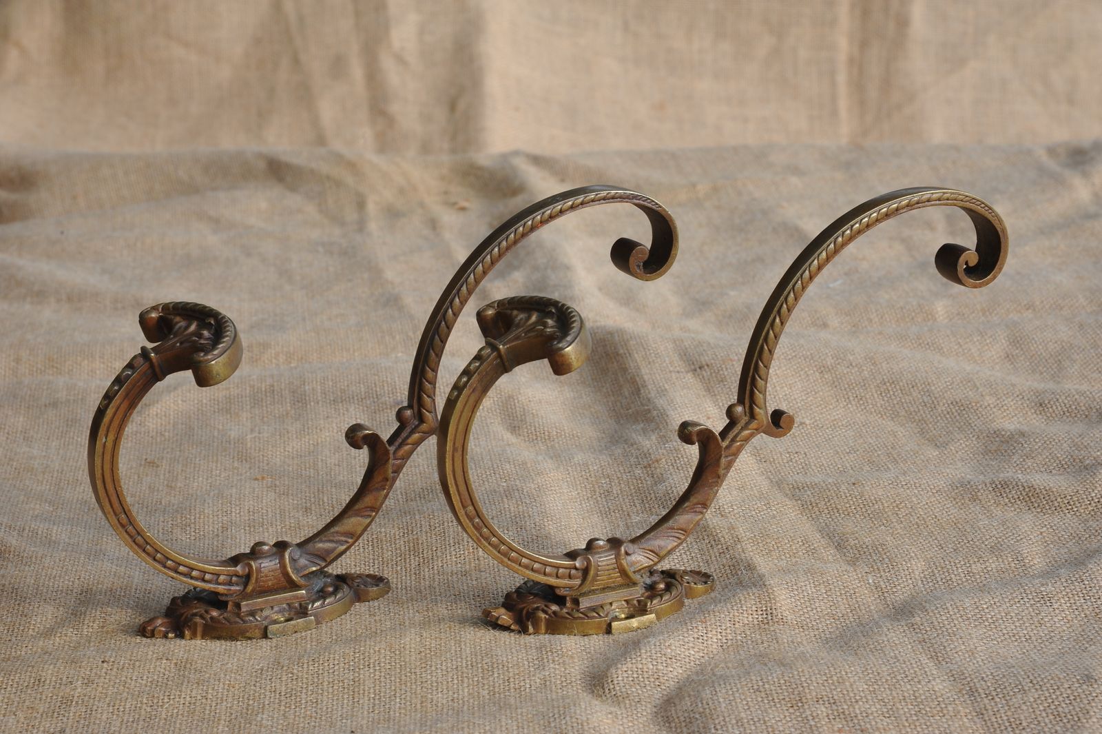 A Fine Pair Of Antique French Bronze Hat And Coat Wall Mounted Hooks photo Furniture