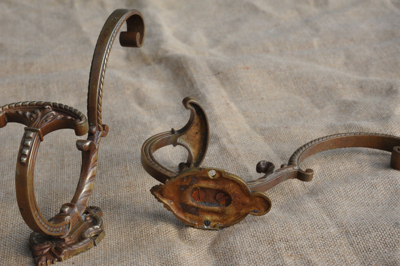 A Fine Pair Of Antique French Bronze Hat And Coat Wall Mounted Hooks photo vintage