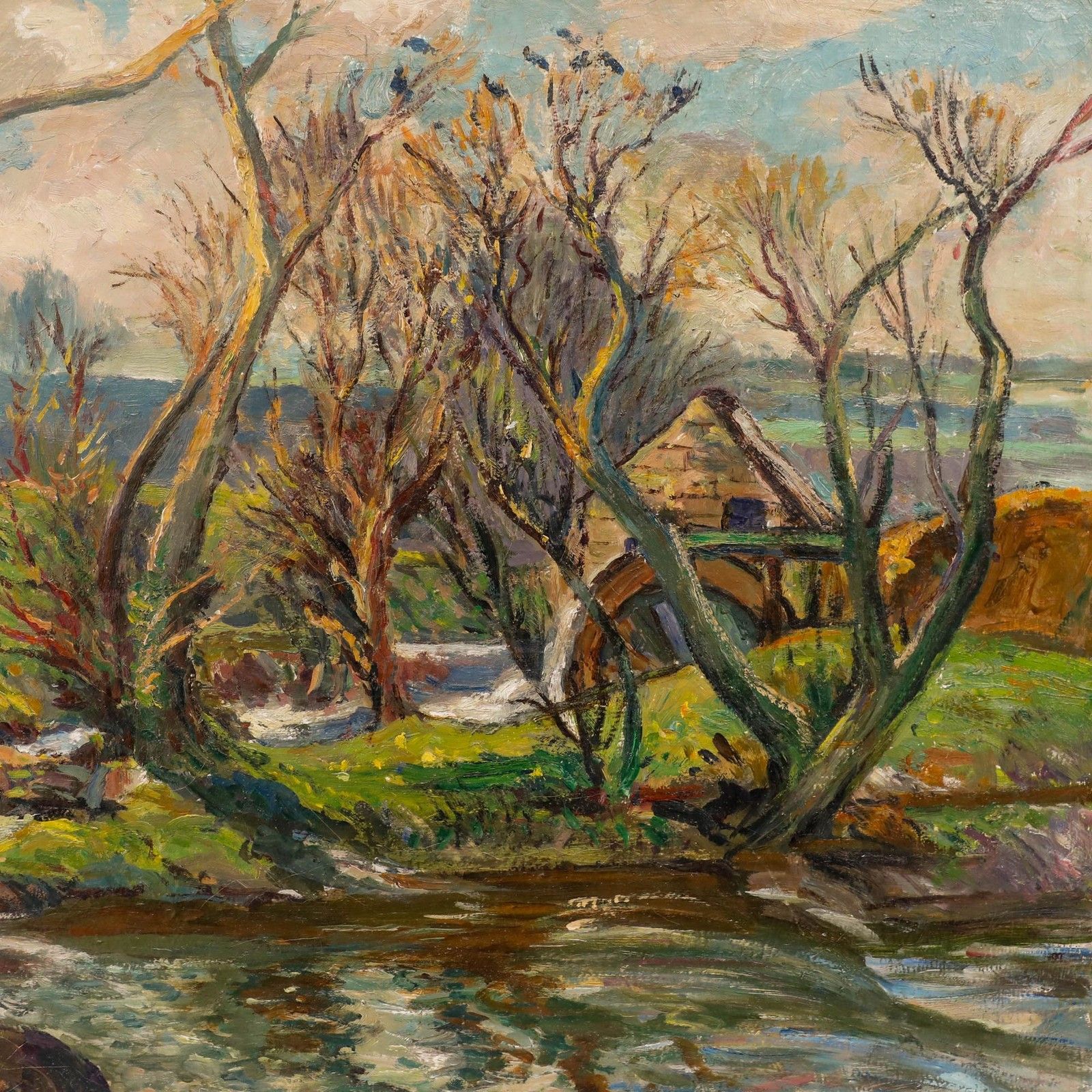 Gordon Clifford Barlow (1913 2005) Oil, Vellan Drucksia Old Mill In Springtime photo Art