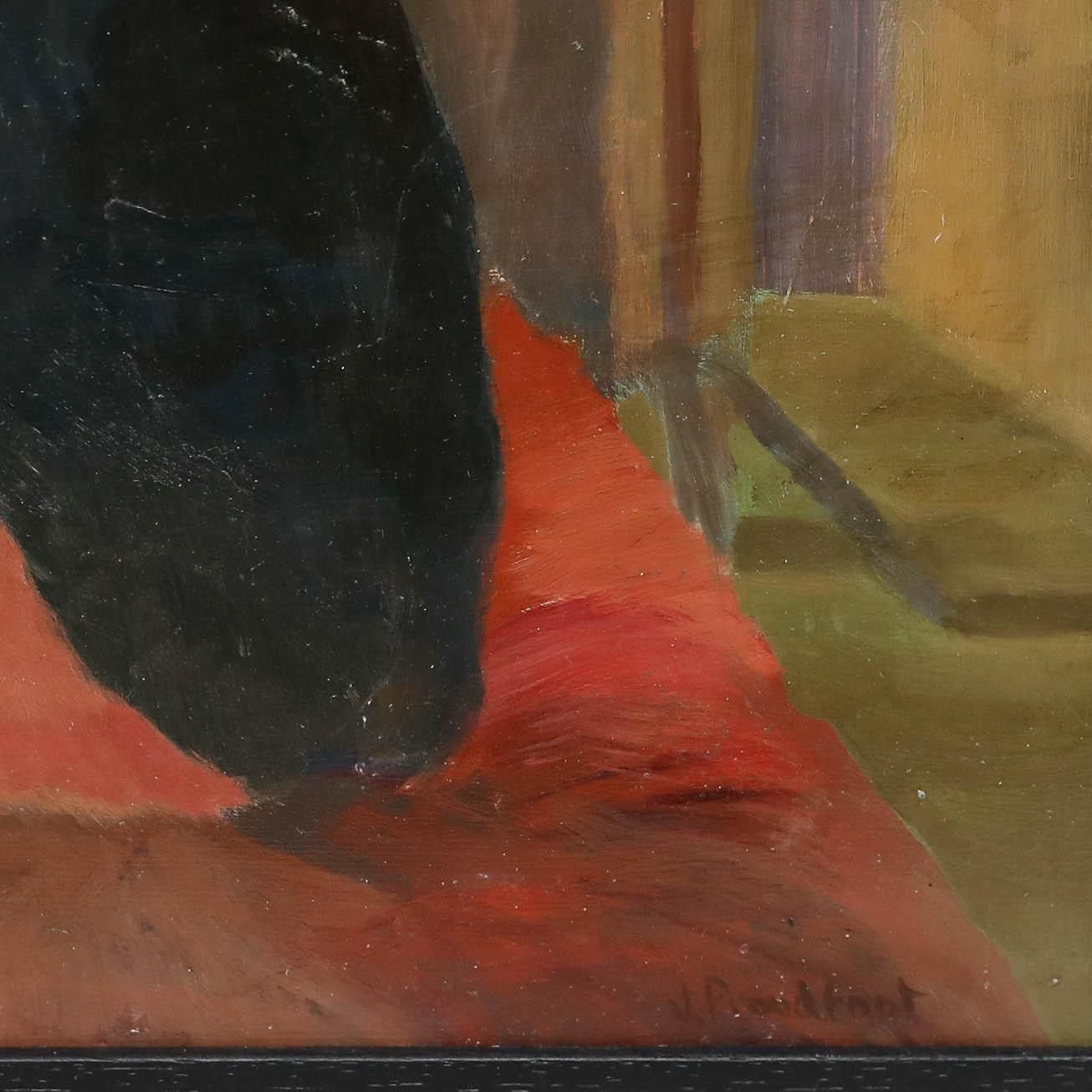 James Proudfoot (1908 1971) Framed Oil, Female Muse With Artists photo 350.0