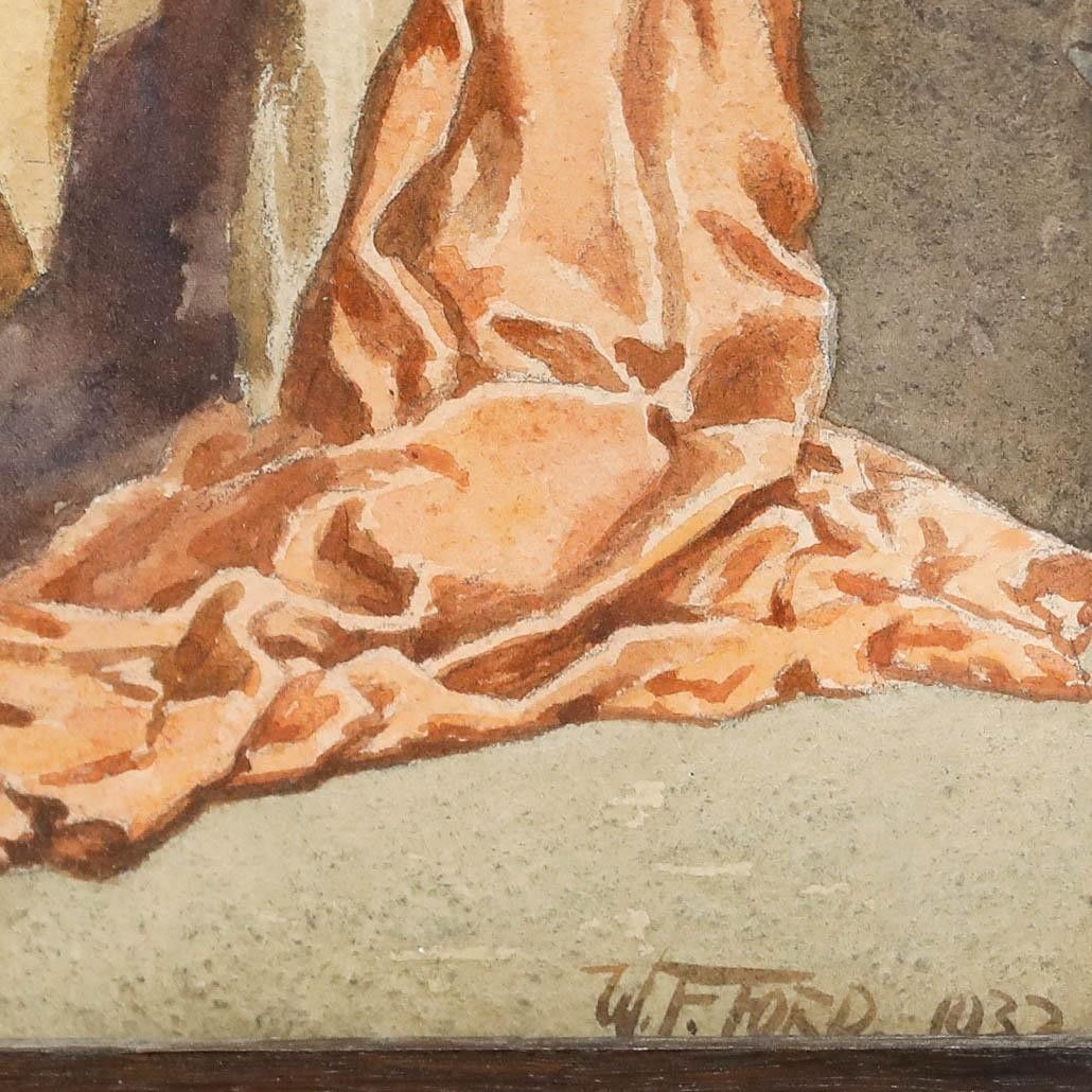 W.F. Ford Framed 1932 Watercolour, Lost In Thought photo vinterior