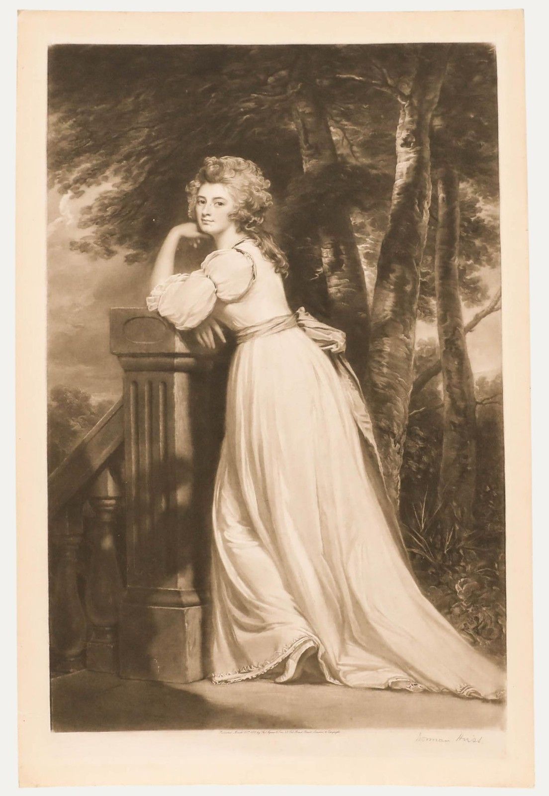 Norman Hirst After George Romney 1911 Mezzotint, Lady Catherine Rouse Boughton