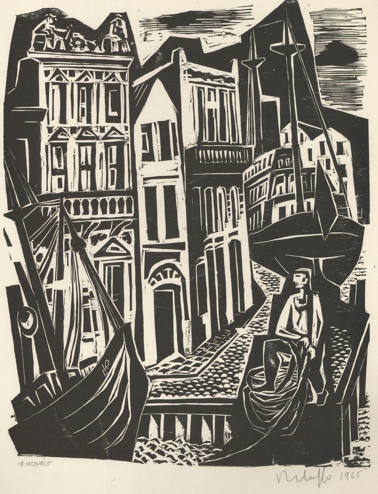 Victor Rebuffo (1903 1983) Mid 20th Century Woodcut, Riachuelo photo furniture